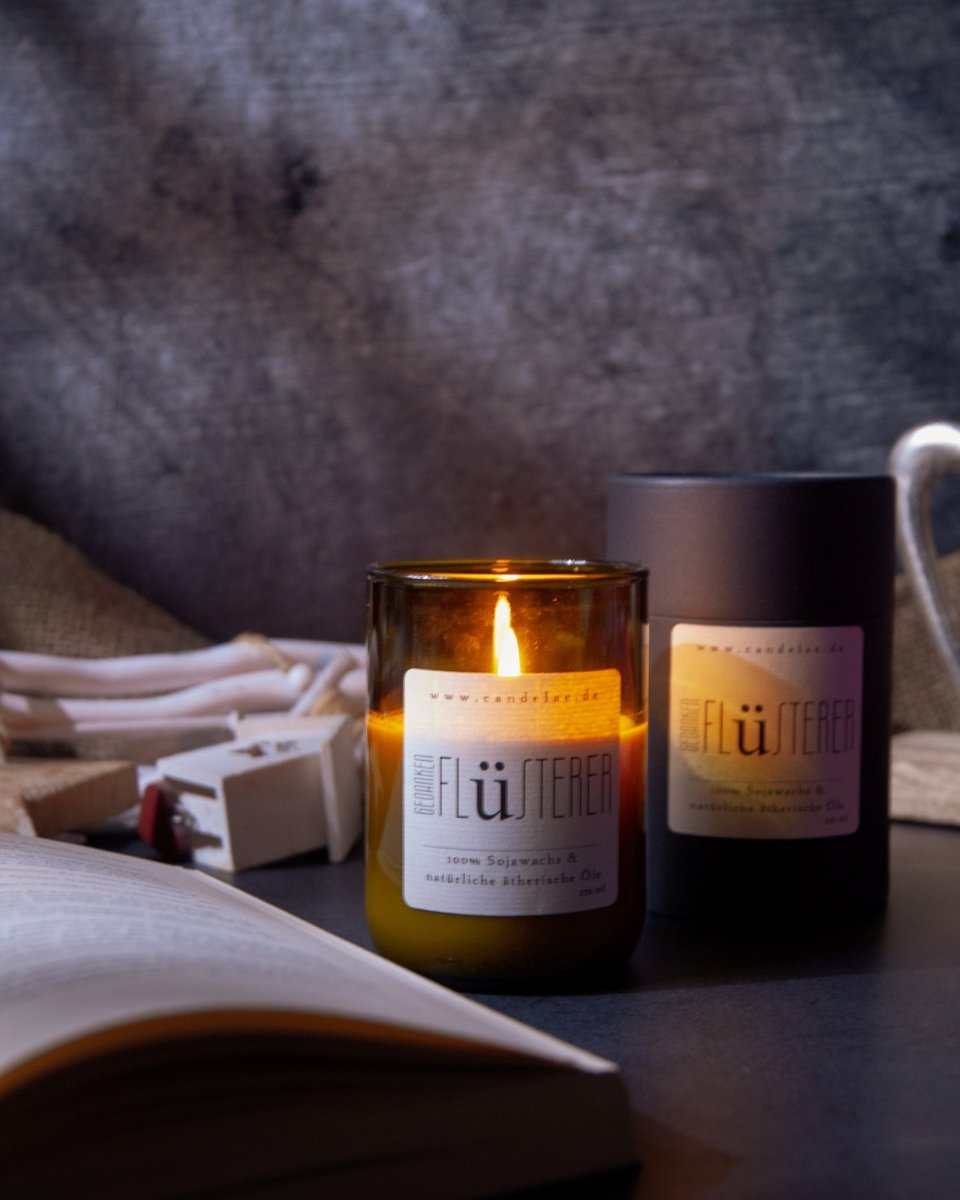 Candelae Gedankenflüsterer Duft Kerze mit ätherischen Ölen für Fokus und Inspiration