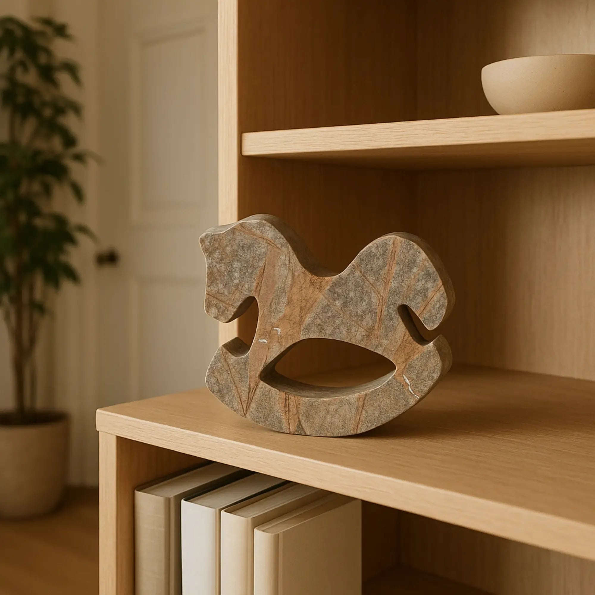 Dekofigur - Schaukelpferd - Pferd Marmorskulptur Deko Pferd aus Marmor Stratos Arc