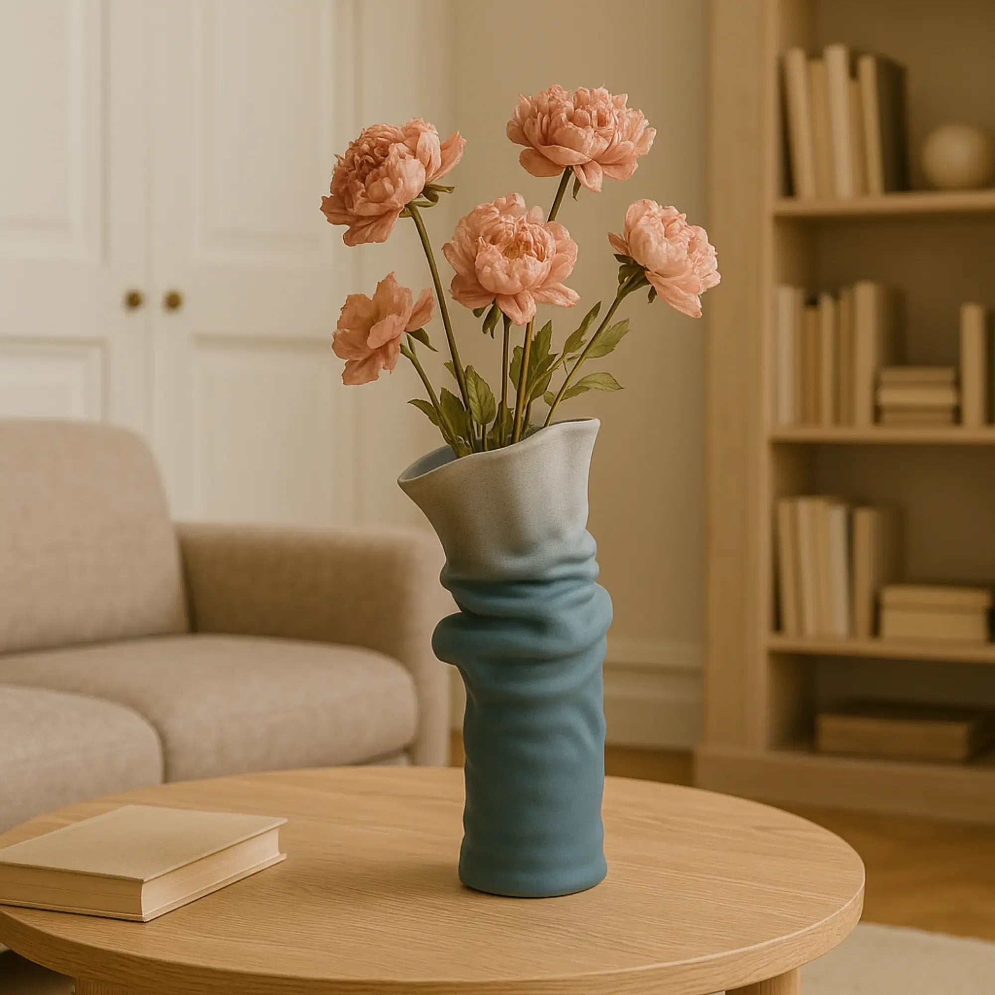 Keramikvase - handgemachte Designvase - Skulpturale Standvase Ondula Terrae