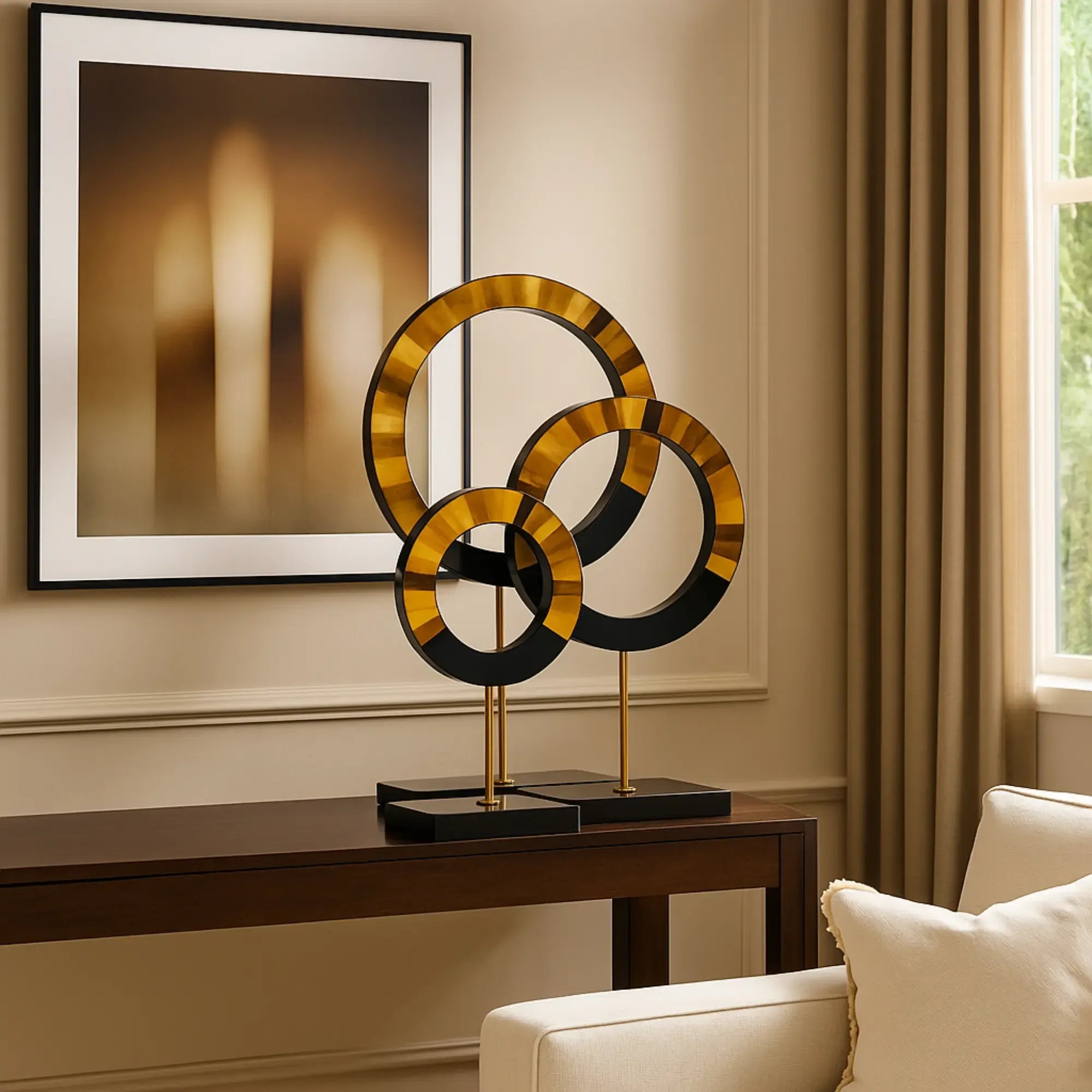 Dekoobjekt-Set - aus 3 Holzringen - Tisch und Regal Holzdekoration Designer Ringe Evidenza