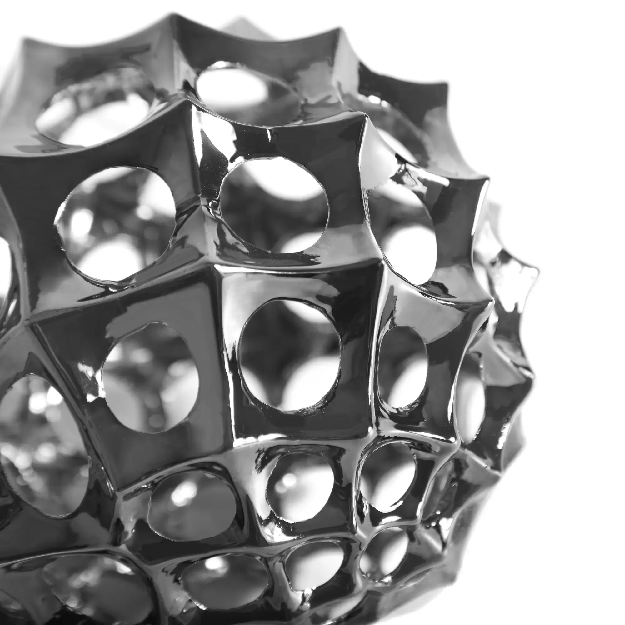 Dekokugel - glänzend Kugelform - Abstrake Tischdeko Designerkugel Sphère Argentée