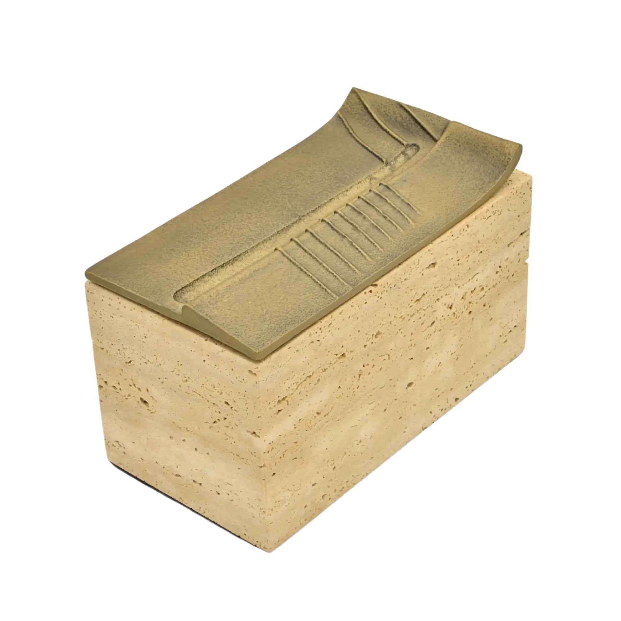 Aufbewahrungsbox - Schmuckdose aus Naturstein mit Messing-Deckel - Rechteckige Designbox Zeitlose Ablage Cassetta Aurea