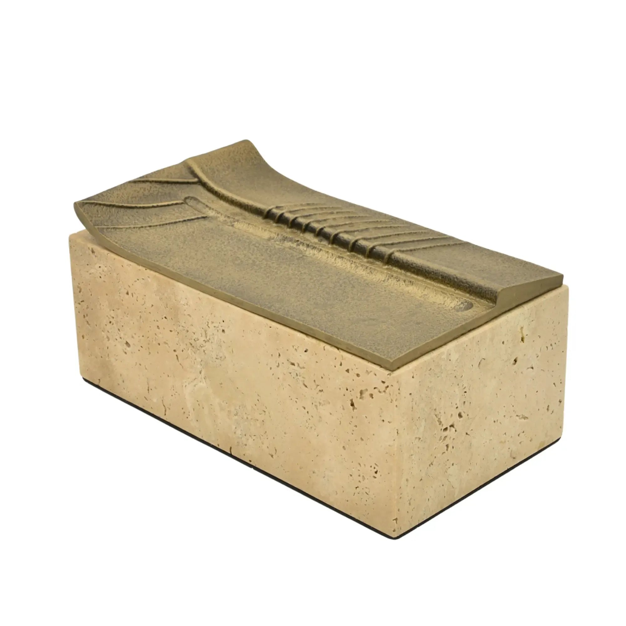 Aufbewahrungsbox - Schmuckdose aus Naturstein mit Messing-Deckel - Rechteckige Designbox Zeitlose Ablage Cassetta Aurea