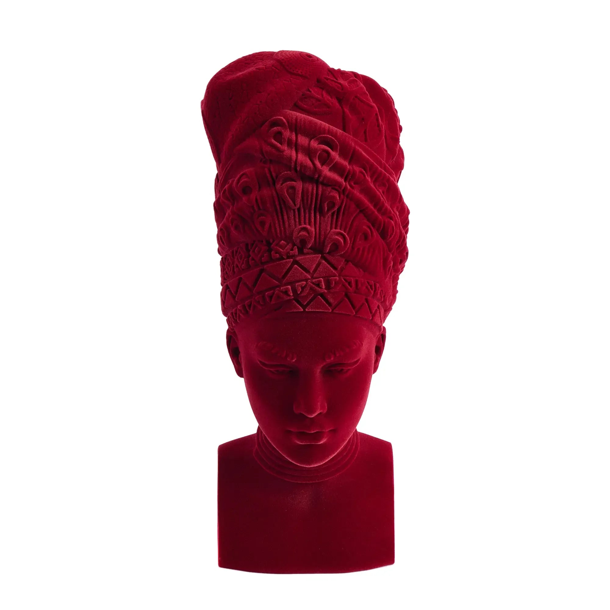Dekofigur - Damenkopf Büste - Samt-Figur rote Deko-Figur Adeola