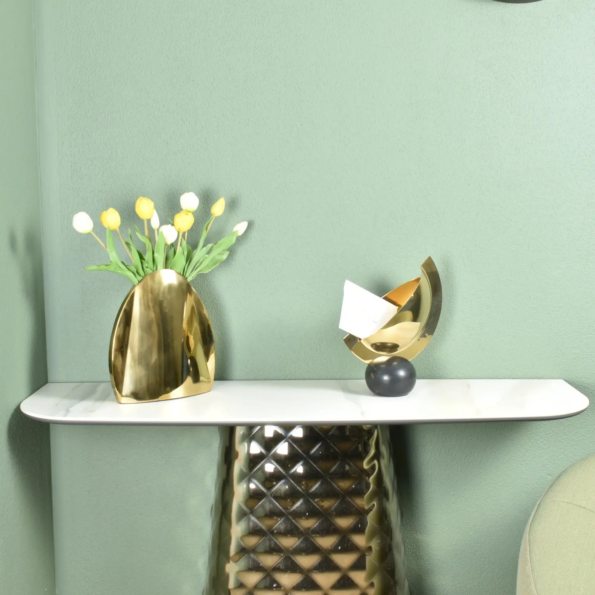 Dekoschale - Tafelaufsatz - Dekoschale auf Marmor Tischvase auf Marmor Mezzaluna