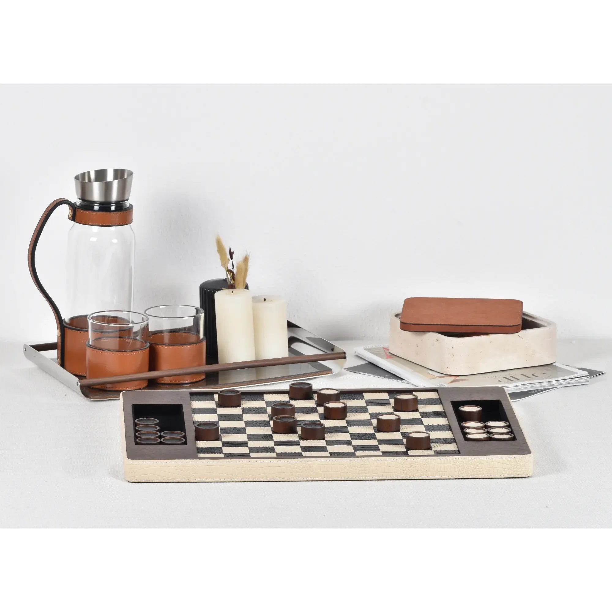 Damespiel - Checkers Brettspiel - Exklusives Strategiespiel Elegance Checkers Damespiel