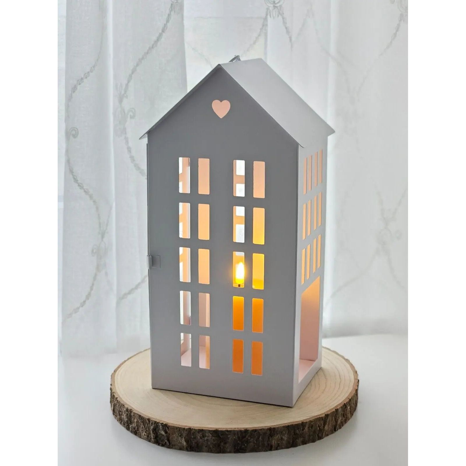 3 Laternenhäuser Windlicht Laternen Häuser Laterne Haus Metall weiß 3er SET