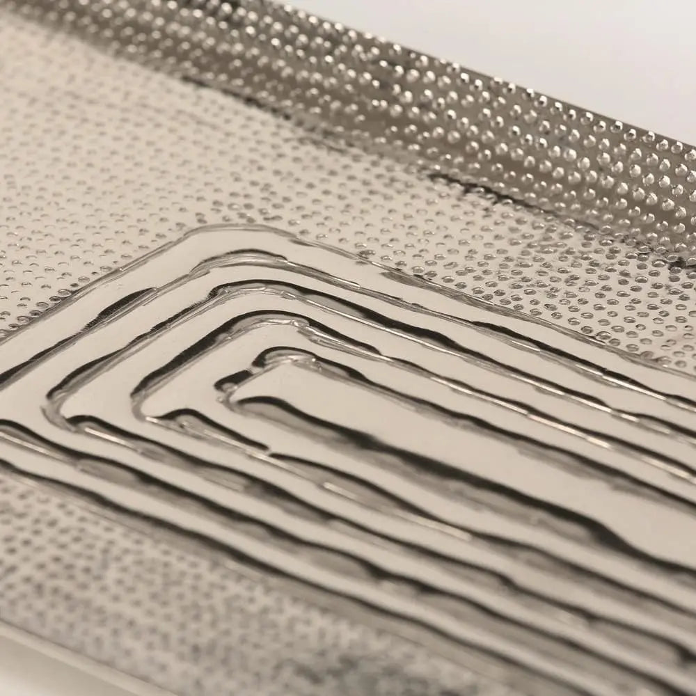 Dekotablett 55 cm Silber – Große Metall-Dekoschale & Kerzentablett für moderne Wohn-Deko