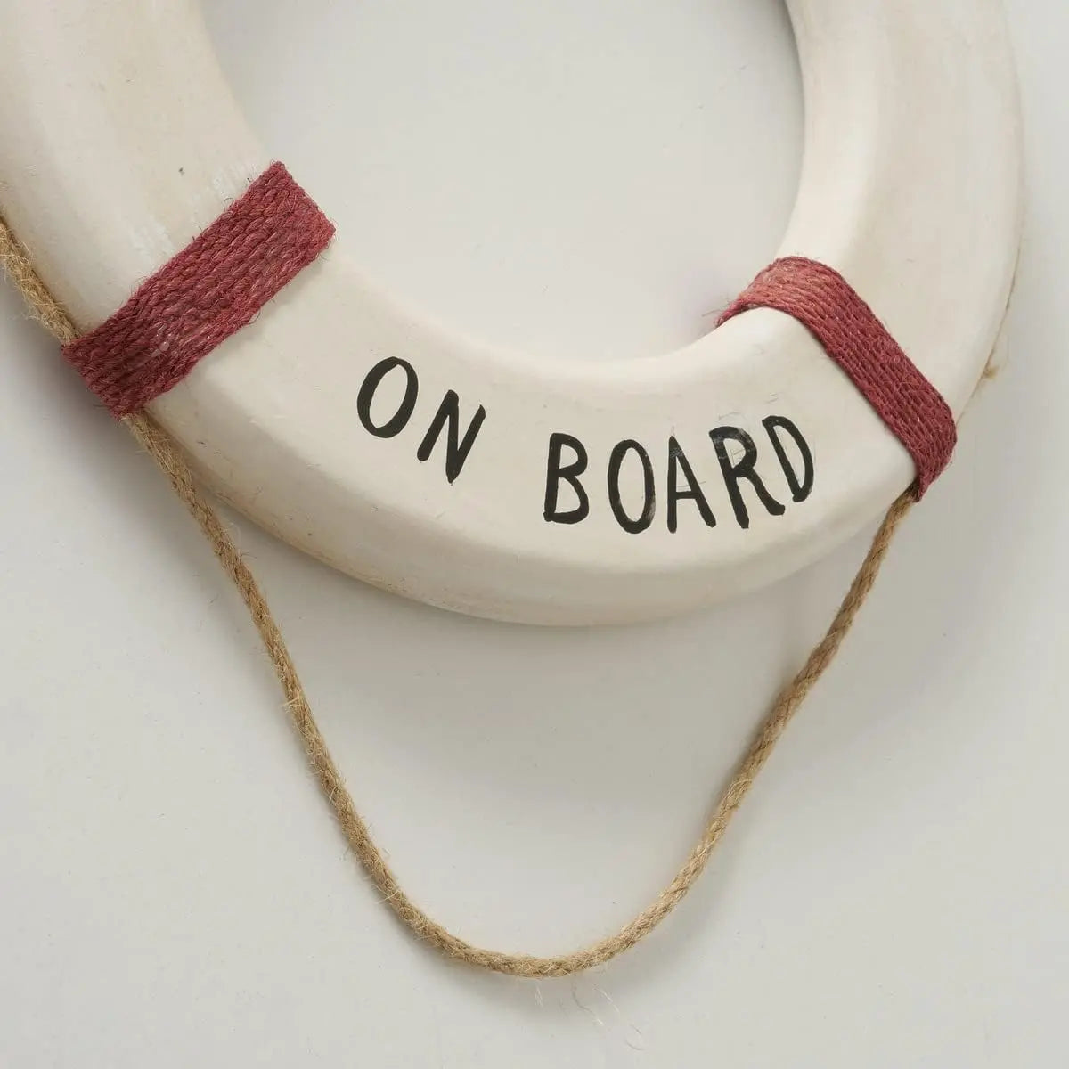 Wandbild „Rettungsring“ 20 cm – Maritime Wanddeko aus Holz & Jute (rot)