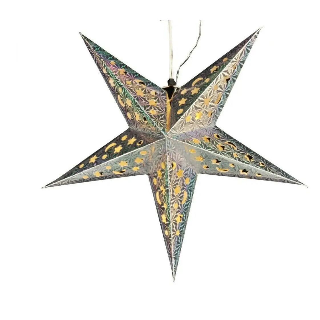 Weihnachtsstern Ø 43 cm Papier-Stern LED Weihnachtsbeleuchtung deko Silber