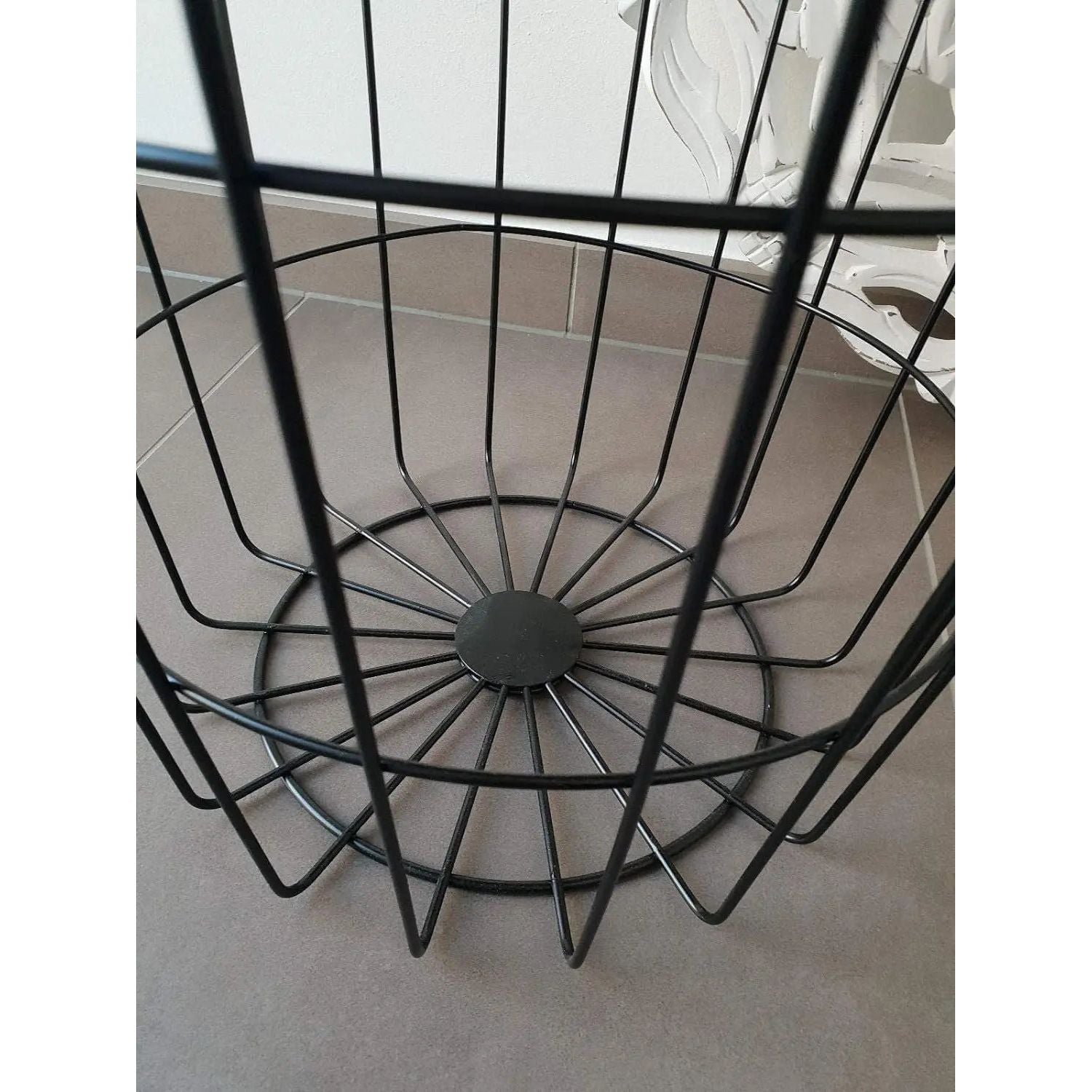 Beistelltisch Ø 39 cm Schwarz – Runder Tisch mit Stauraum aus Metall & Holz als Nachttisch