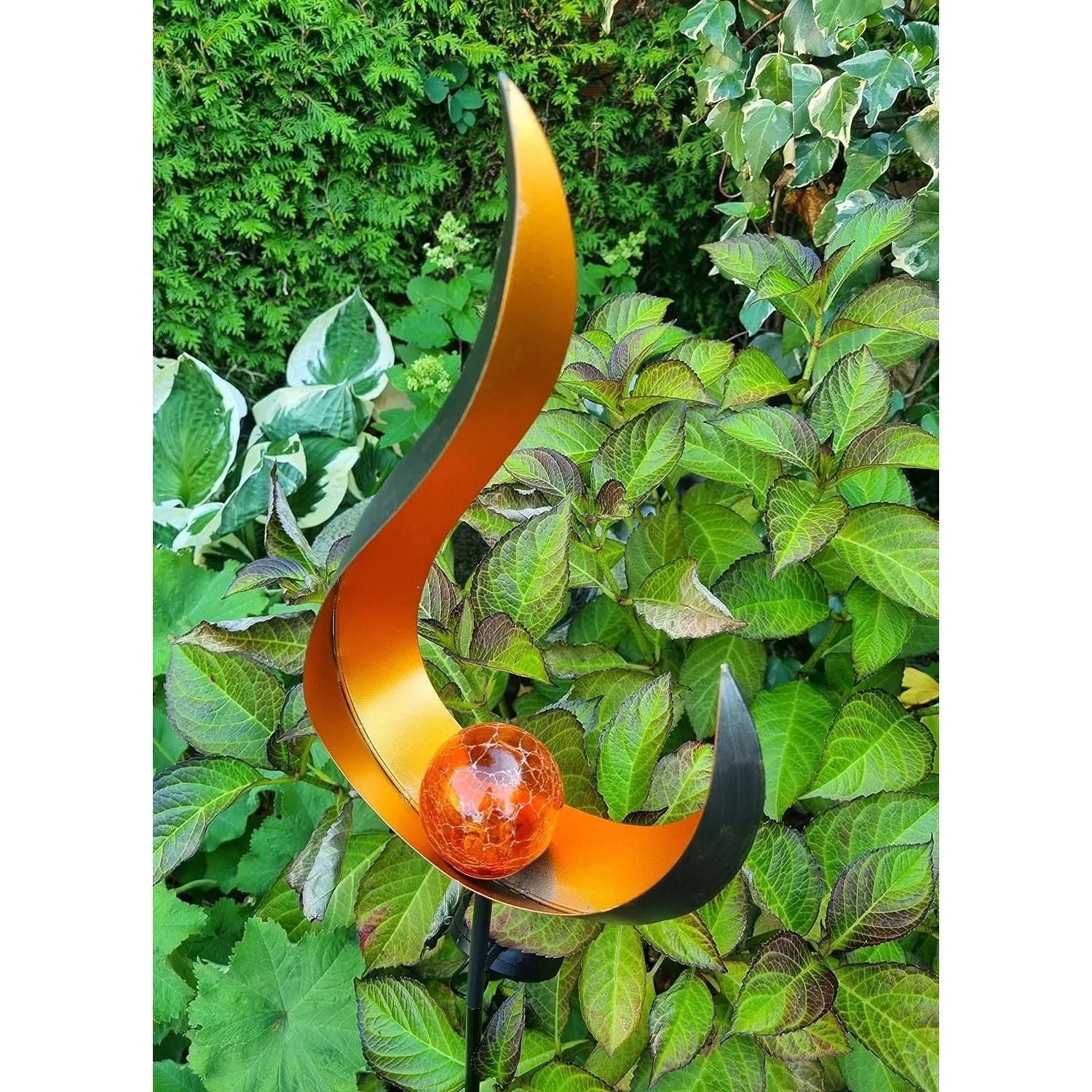 Solarleuchte „SKY“ 90 cm – Schwarze Metall-Solarlampe im Wellen-Design für Garten & Balkon