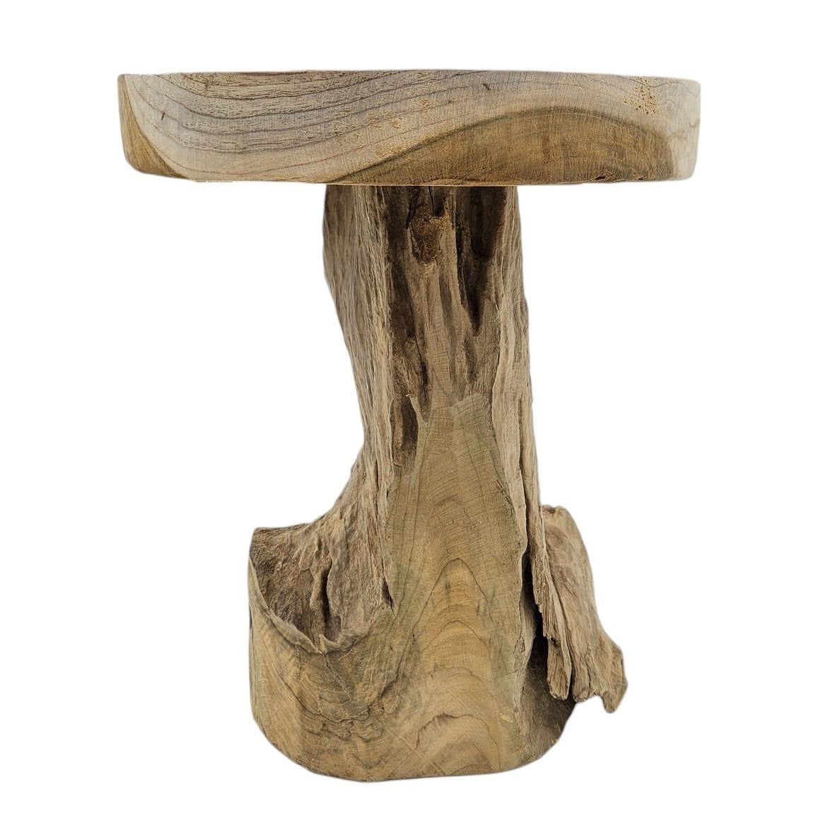 Beistelltisch Teakholz Tisch Natur rund Dekotisch Pflanzentisch Braun Holz Ø25cm