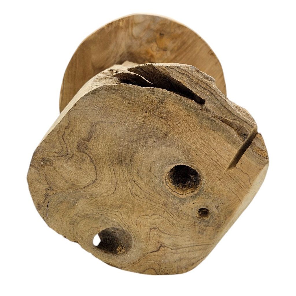 Beistelltisch Teakholz Tisch Natur rund Dekotisch Pflanzentisch Braun Holz Ø25cm