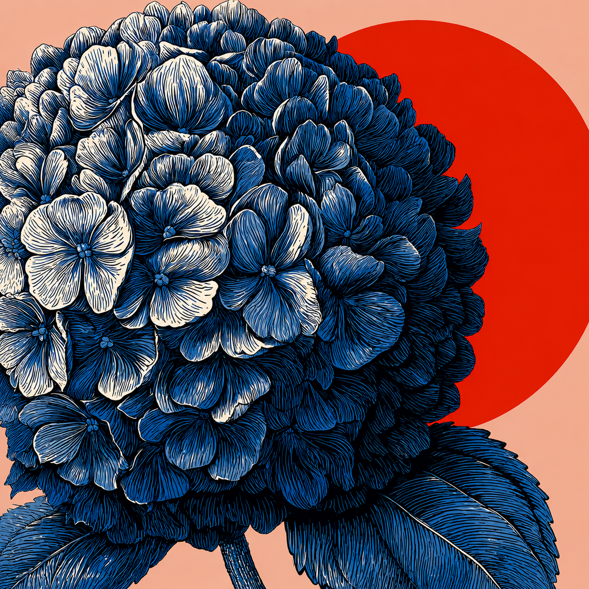 Hortensienpracht | Kleines Kunstwerk aus Travertin