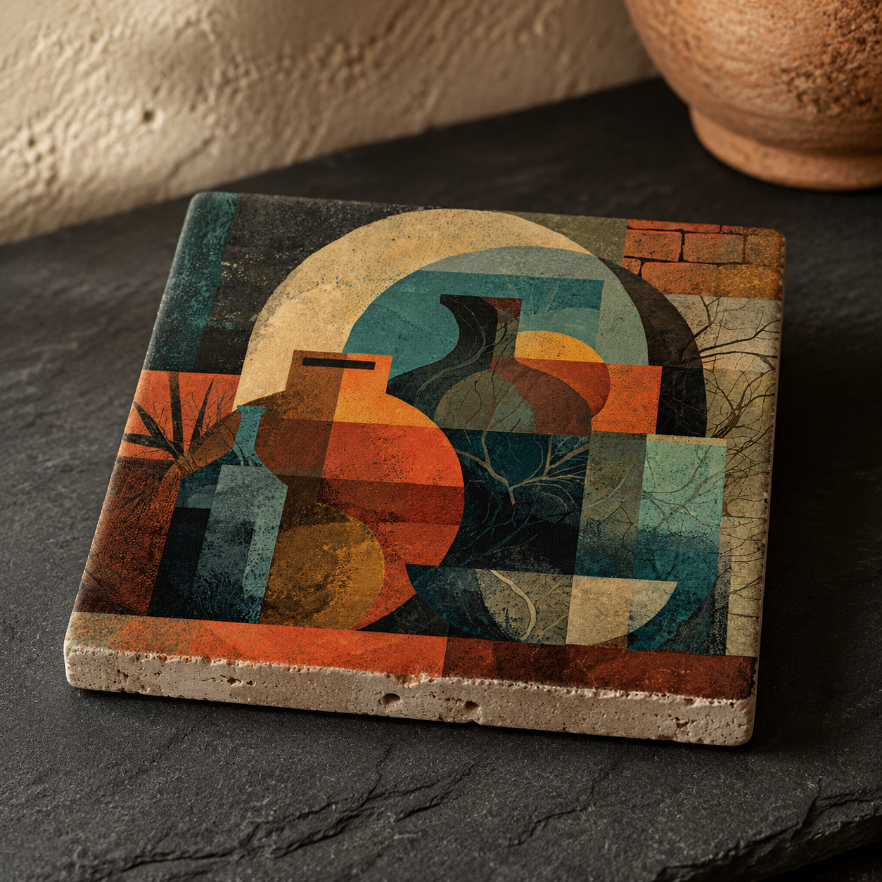 Ton und Zeit | Kleines Kunstwerk aus Travertin