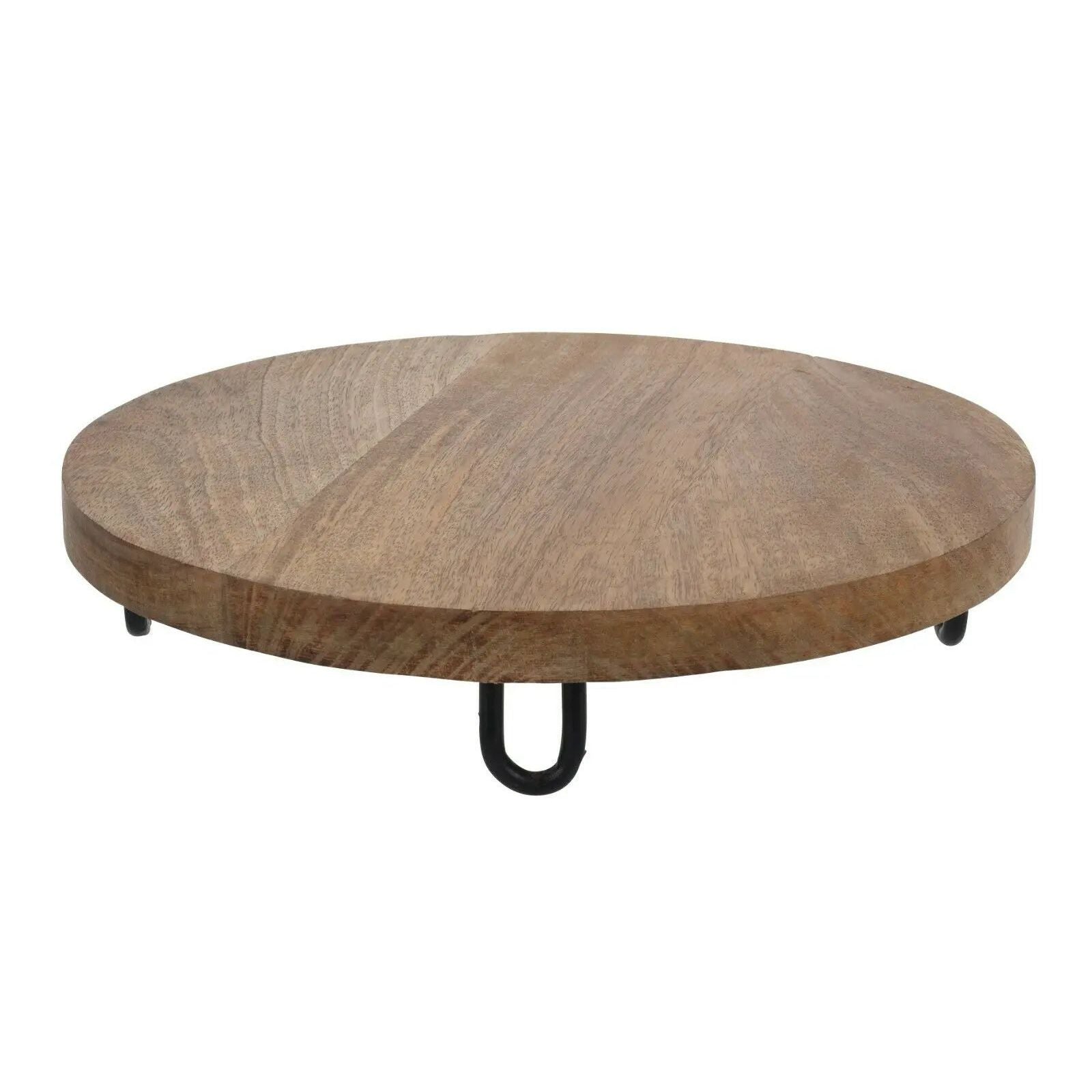 Dekobrett Ø 30 cm aus Mangoholz – Rundes Holztablett mit Füßen für Deko & Wohnaccessoires