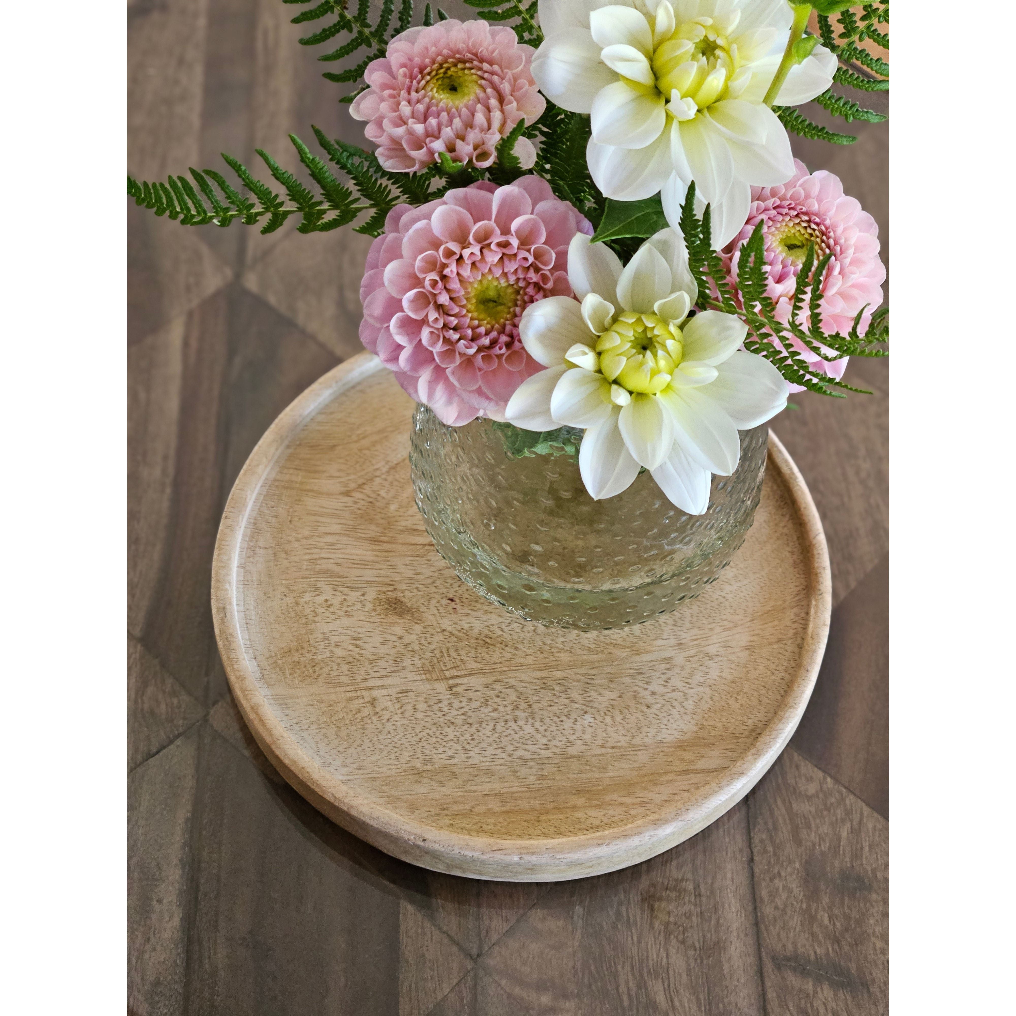 Dekoteller Ø 25 cm aus Mangoholz – Rundes Dekobrett & Schmuckteller im Natur-Look