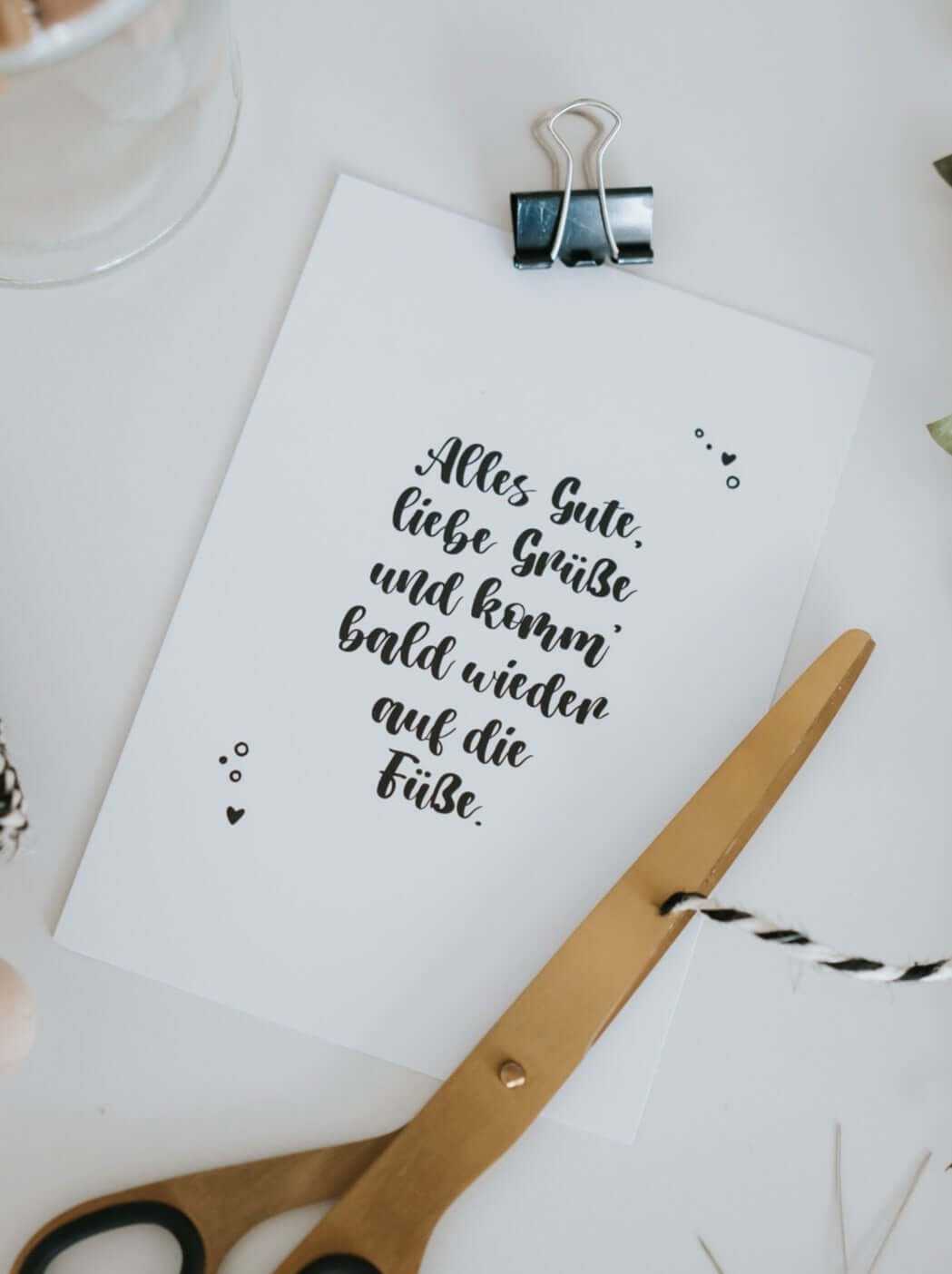 Postkarte „Alles Gute“ auf FSC-Naturpapier mit herzlichem Genesungsgruß und liebevollen Wünschen