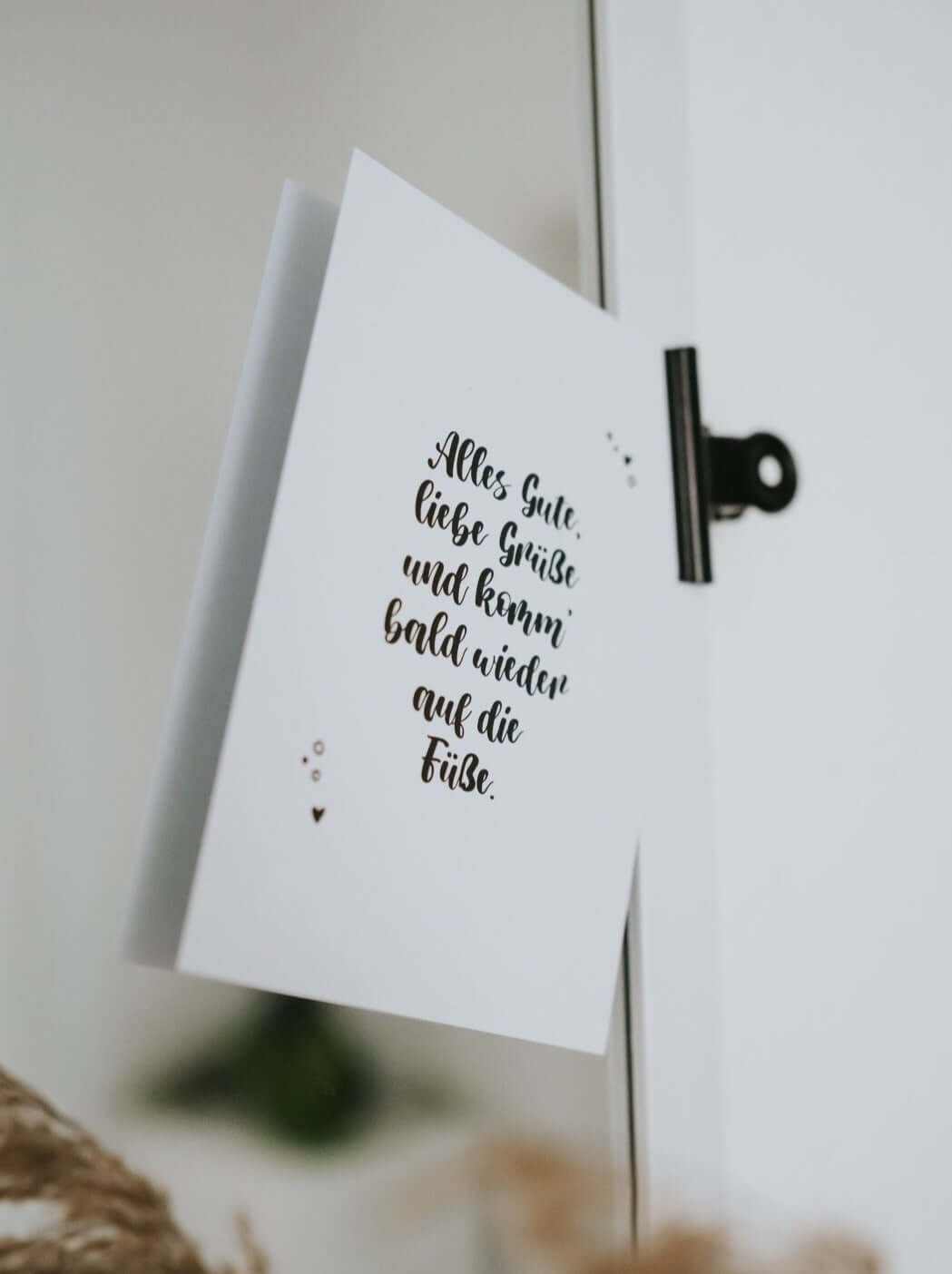 Postkarte „Alles Gute“ Genesungswünsche auf FSC-Naturpapier, fair produziert in Deutschland