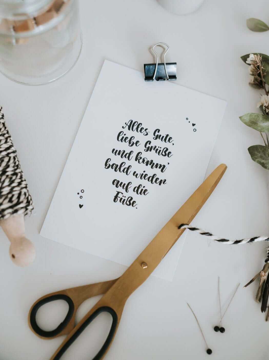 Postkarte „Alles Gute“ mit liebevollem Genesungsgruß auf FSC-zertifiziertem Naturpapier