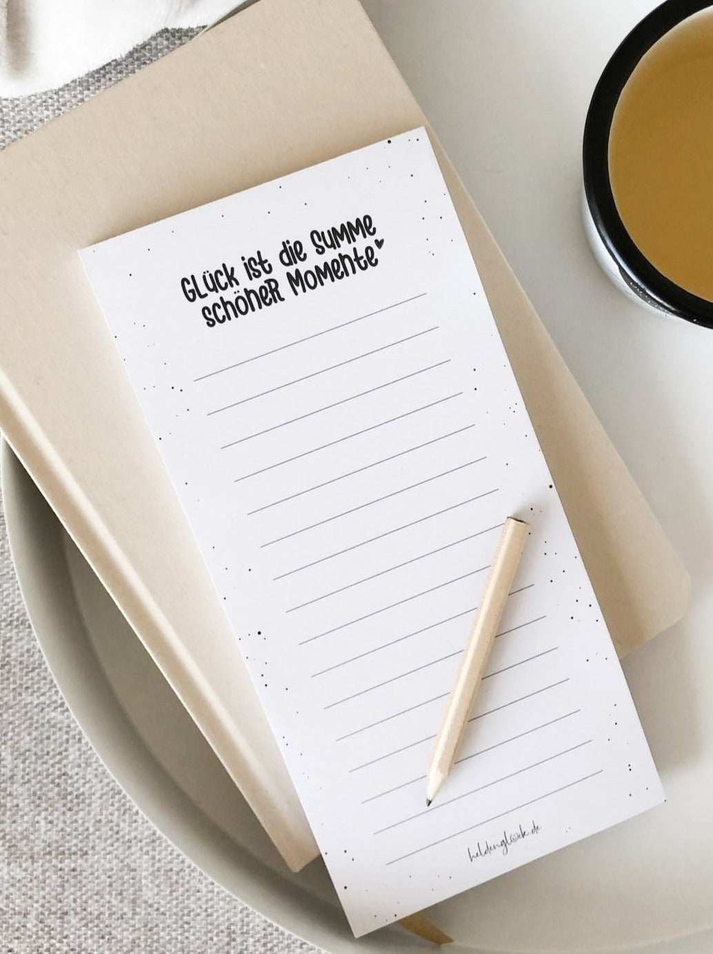 Notizblock „Schöne Momente“ mit Spruch und 120g Naturpapier, handlich und liniert, ideal zum Festhalten besonderer Gedanken