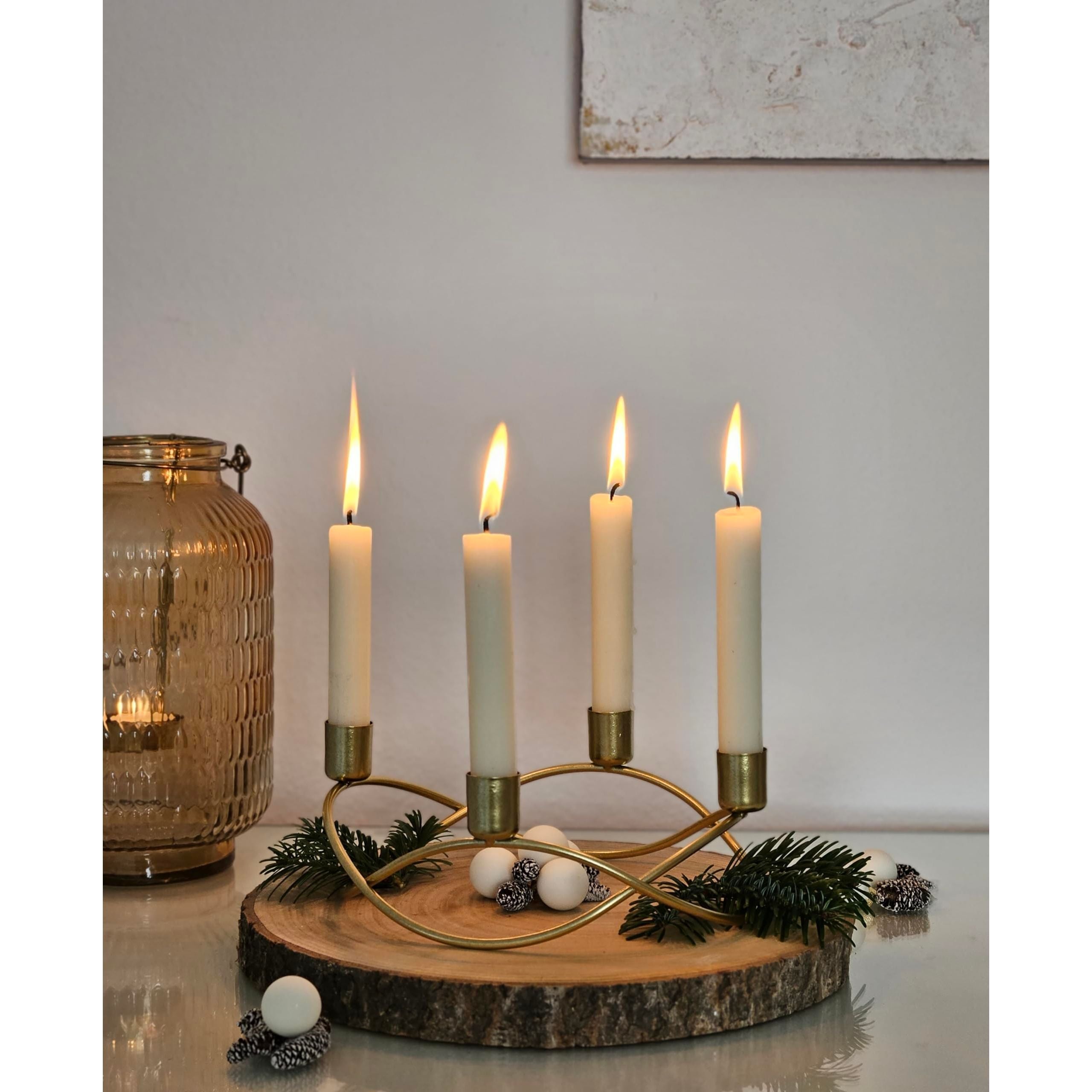 Kerzenständer Ø 21 cm in Gold – Runder Metall-Kerzenhalter für Adventskranz & Deko