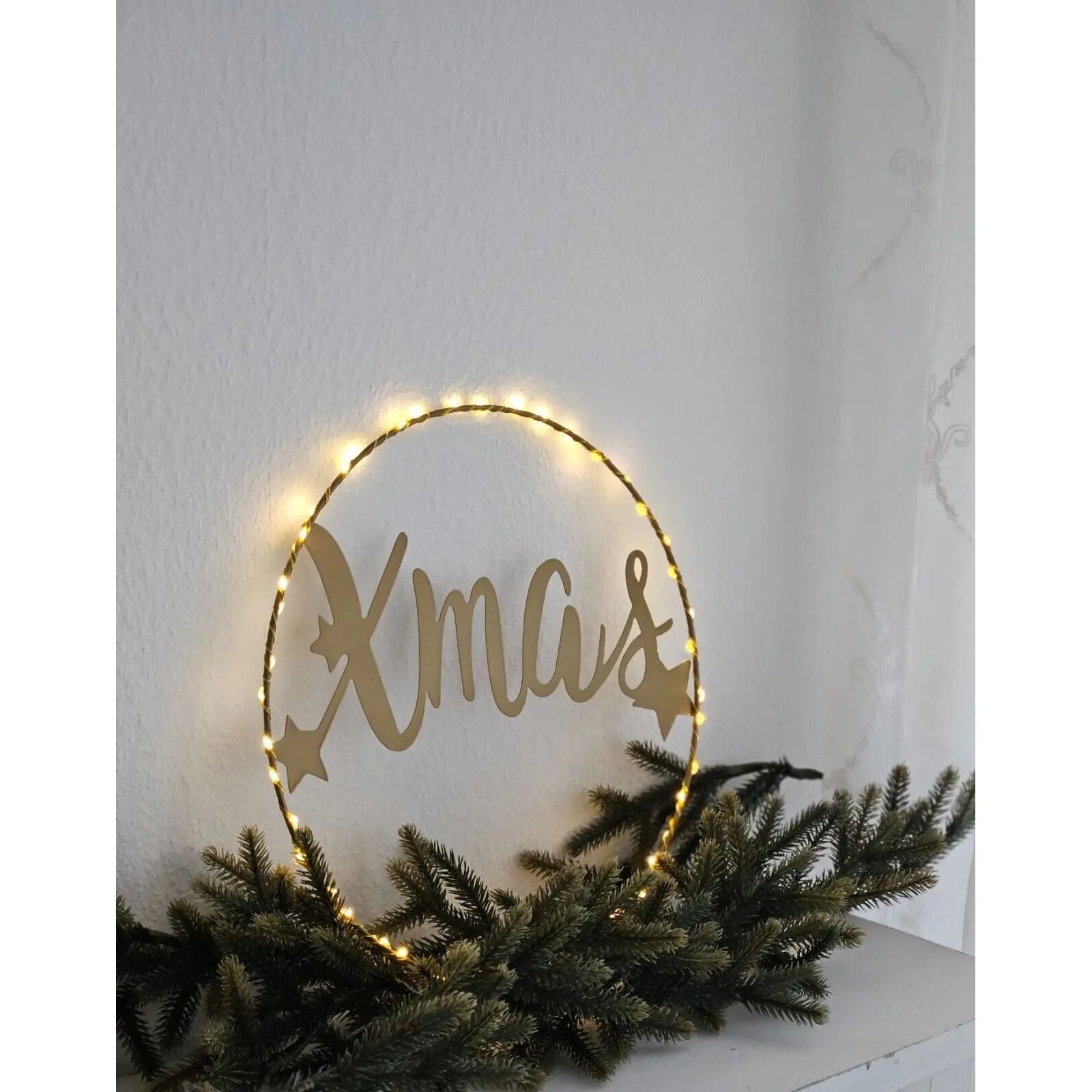 LED-Lichterkranz Ø 30 cm – Warmweißer Weihnachtskranz Ringlicht (B-Ware)