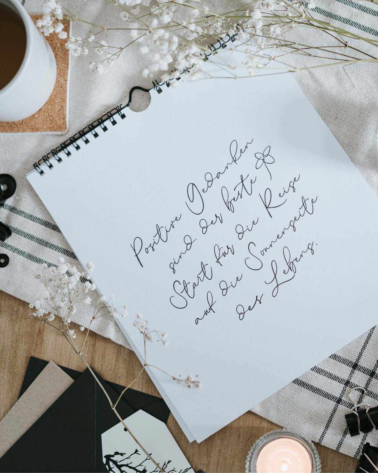 Mutmacher Sprüchesammlung mit Spiralbindung und 12 motivierenden Sprüchen auf hochwertigem Naturpapier