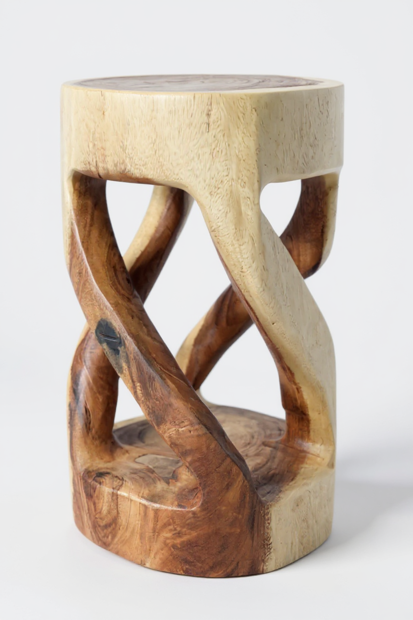 FaHome Beistelltisch rundgedreht aus massivem Suarholz (50 × 28 × 28 cm), Studio-Produktfoto – Candelae Collab.