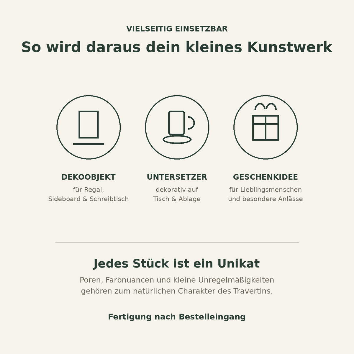 Travertin Kunstwerk – Dekoobjekt, Untersetzer und Geschenkidee aus Naturstein
