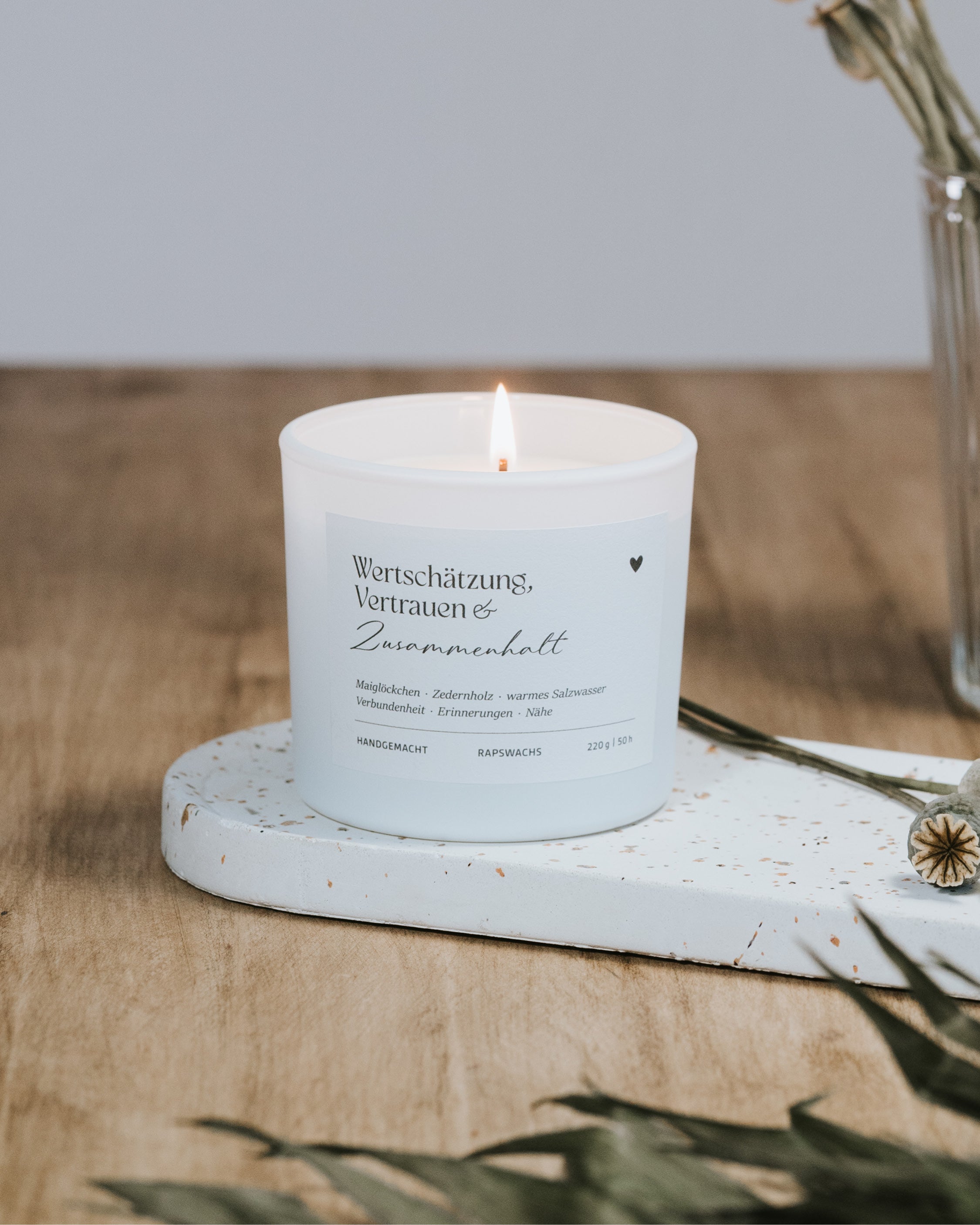 Wertschätzung, Vertrauen und Zusammenhalt · Duftkerze