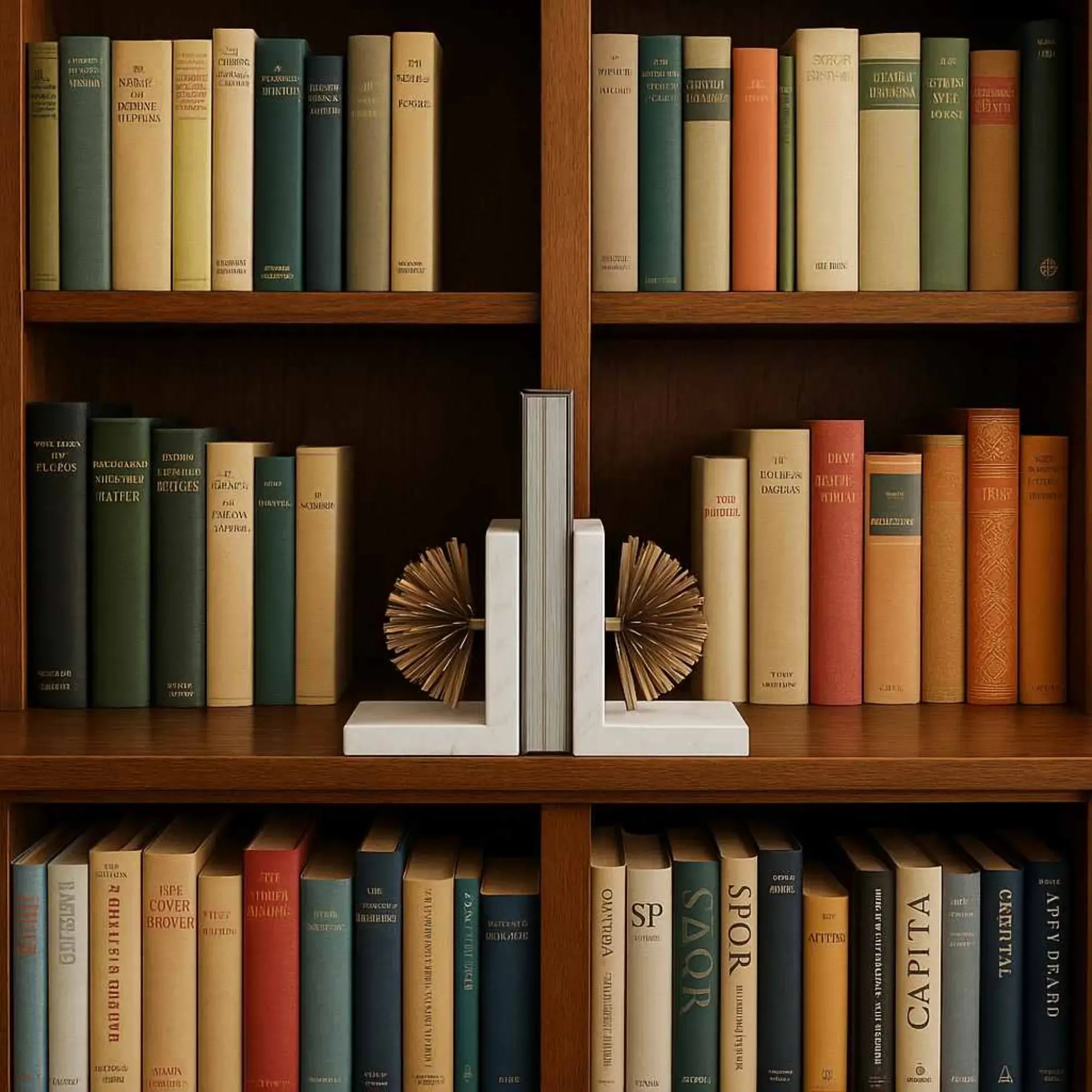 Buchstütze - mit goldenen Stacheln - Marmor Buchständer moderne Deko-Halterung mit Strahlen Sostegno