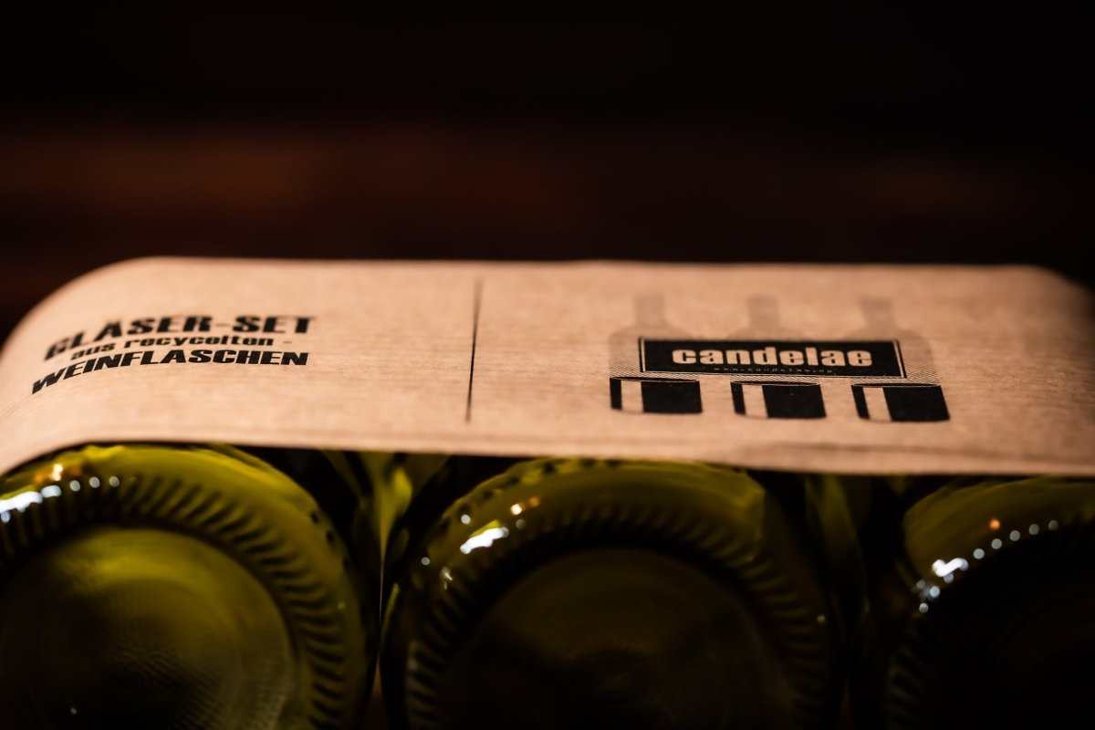 Trinkgläser aus recycelten Weinflaschen, nachhaltig, robust und spülmaschinenfest