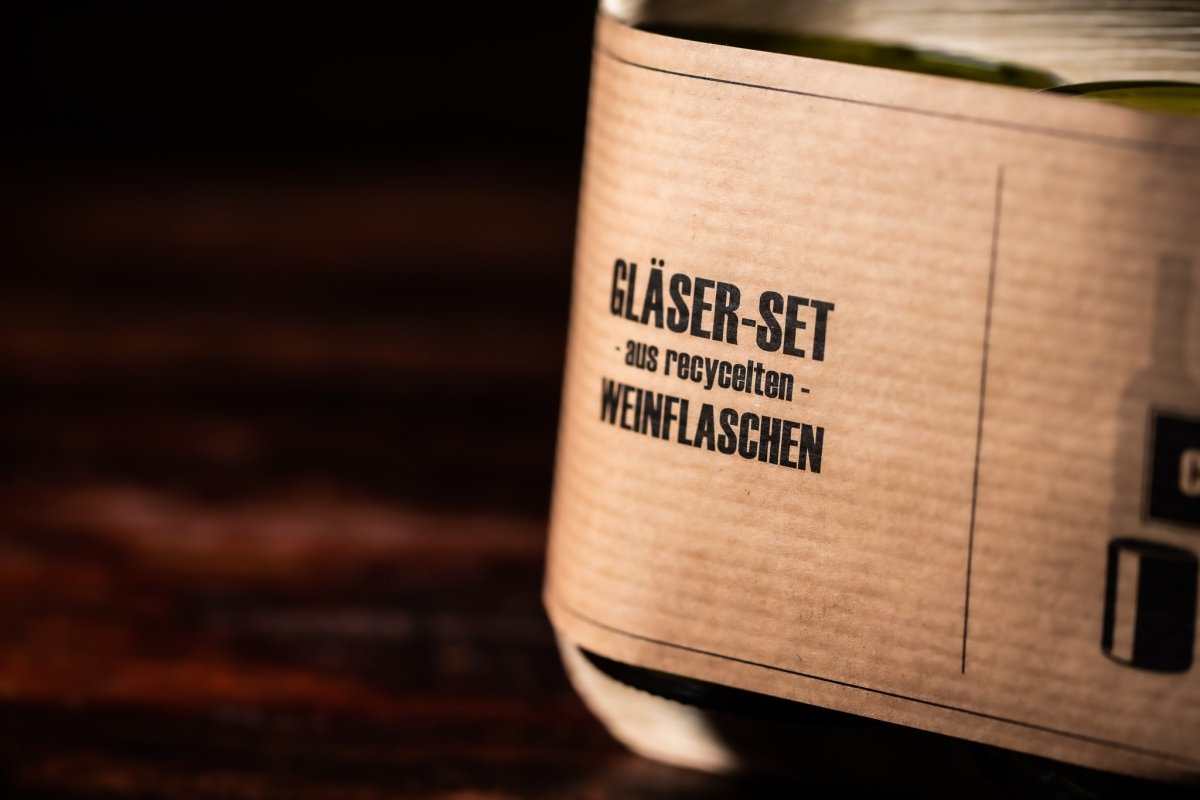 Trinkgläser aus recycelten Weinflaschen, nachhaltiges, spülmaschinenfestes Upcycling-Glas