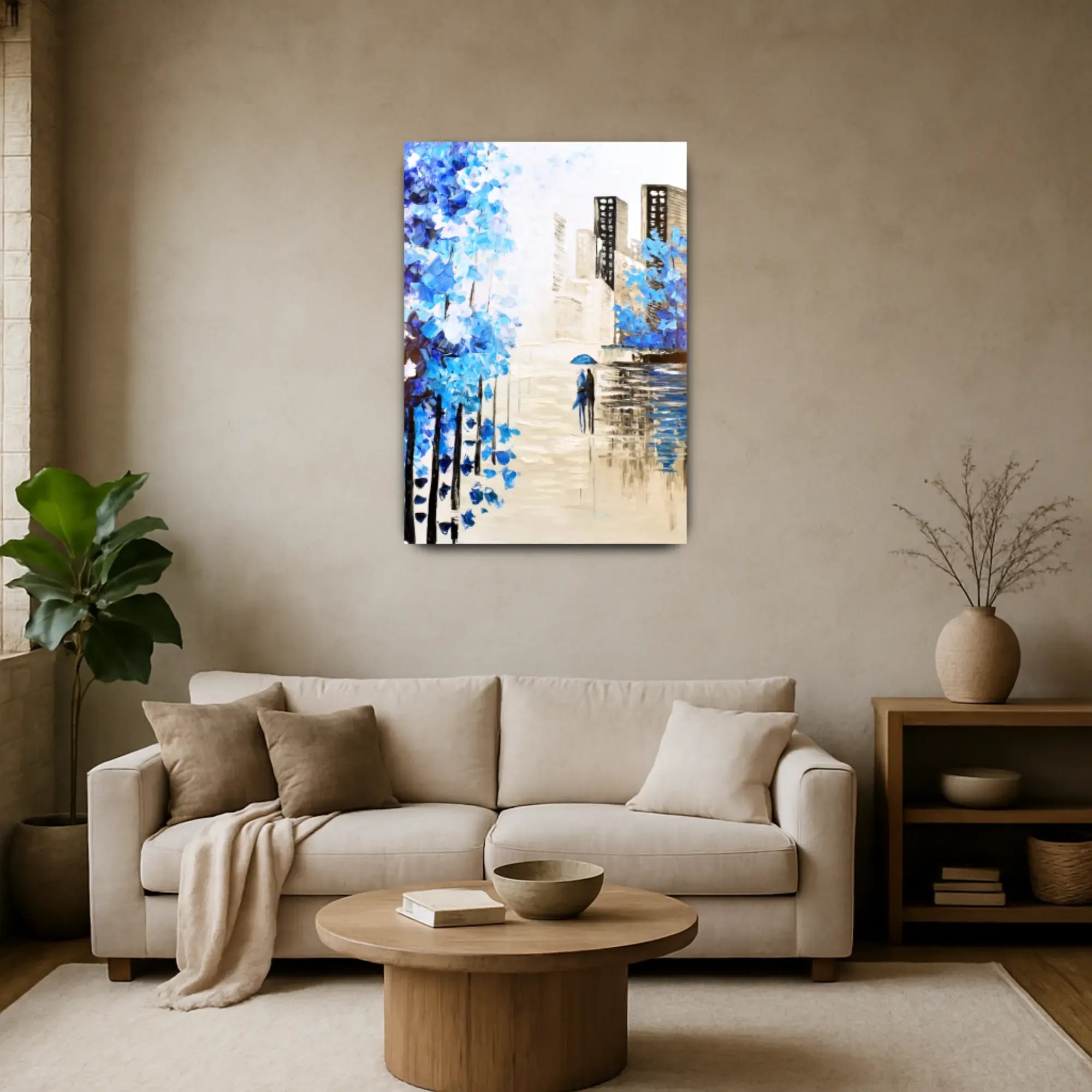 Großes Gemälde - Blauer Spaziergang