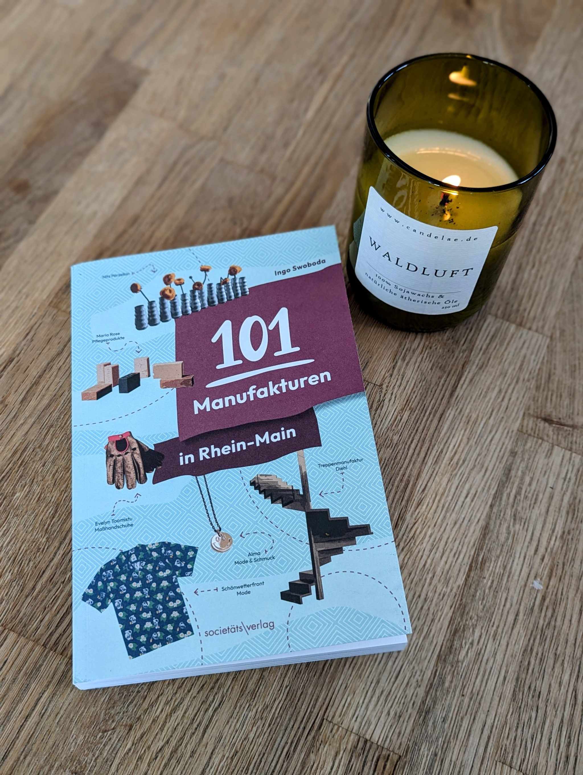 Candelae sustainable handmade scented candles from Rhein-Main featured in 101 Manufakturen book