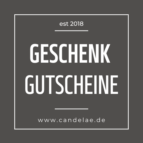 Geschenkgutscheine von Candelae – nachhaltig Freude verschenken mit Duftkerzen aus Sojawachs und Upcycling-Produkten.
