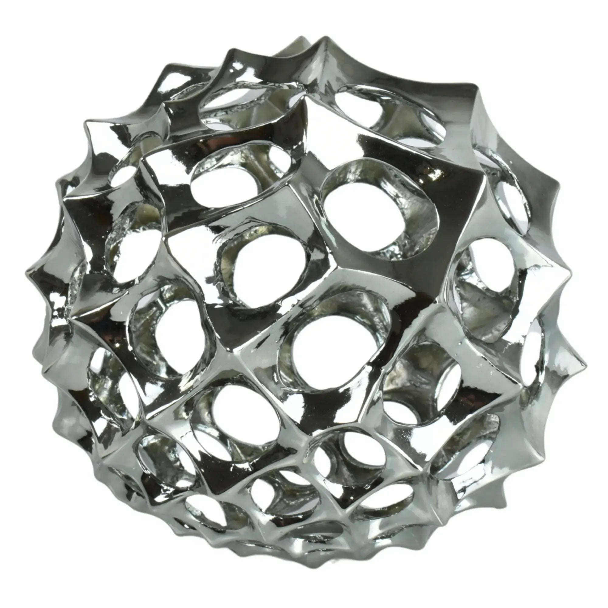 Dekokugel - glänzend Kugelform - Abstrake Tischdeko Designerkugel Sphère Argentée