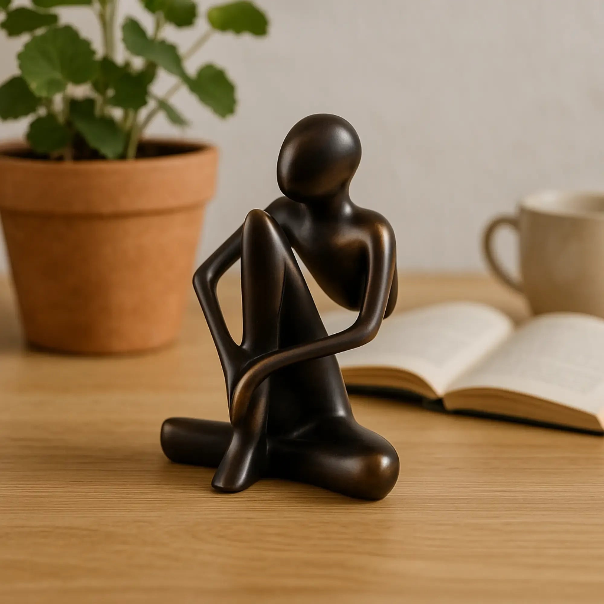 Dekofigur - Abstrakte Denkerfigur - Abstrakte Skulptur Meditative Beobachterfigur Contemplatio