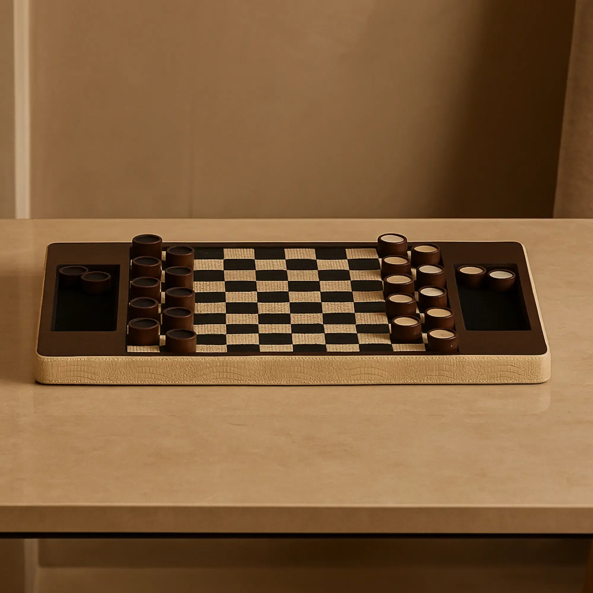 Damespiel - Checkers Brettspiel - Exklusives Strategiespiel Elegance Checkers Damespiel