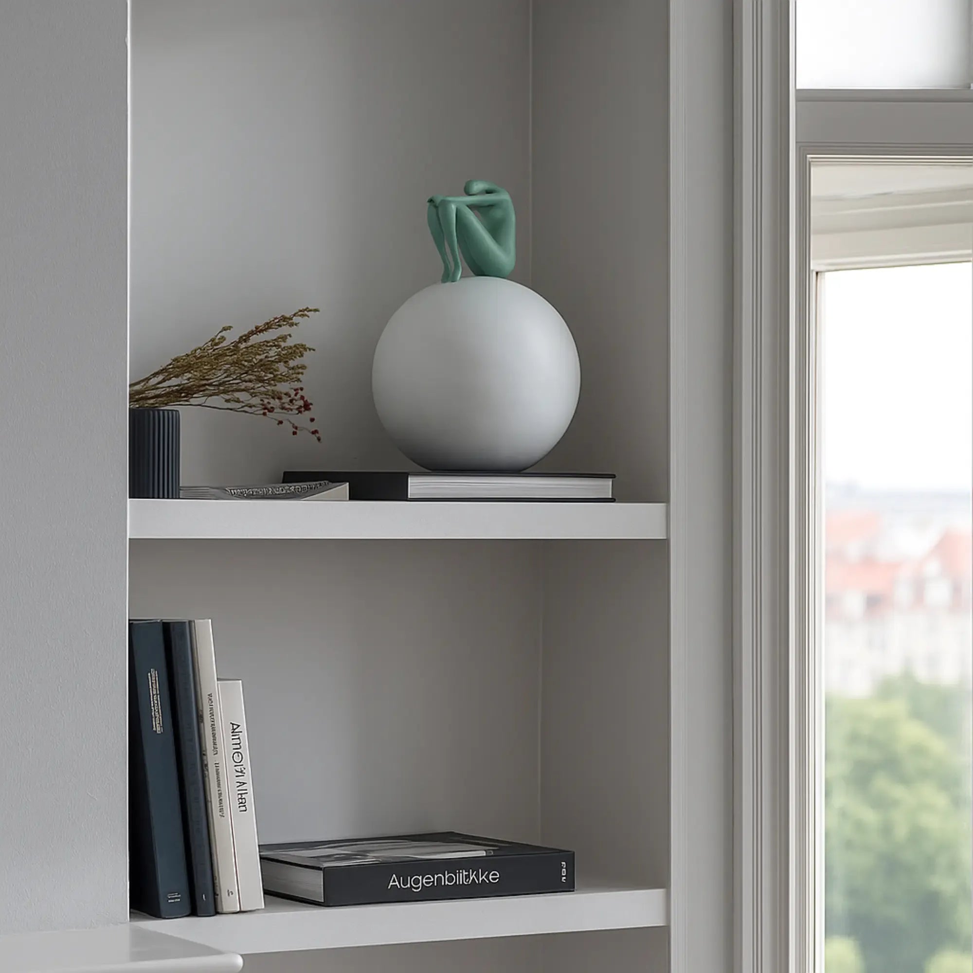 Dekofigur - Mensch auf einer Kugel - Modernes Deko-Objekt Figurenskulptur Réflexion Moderne