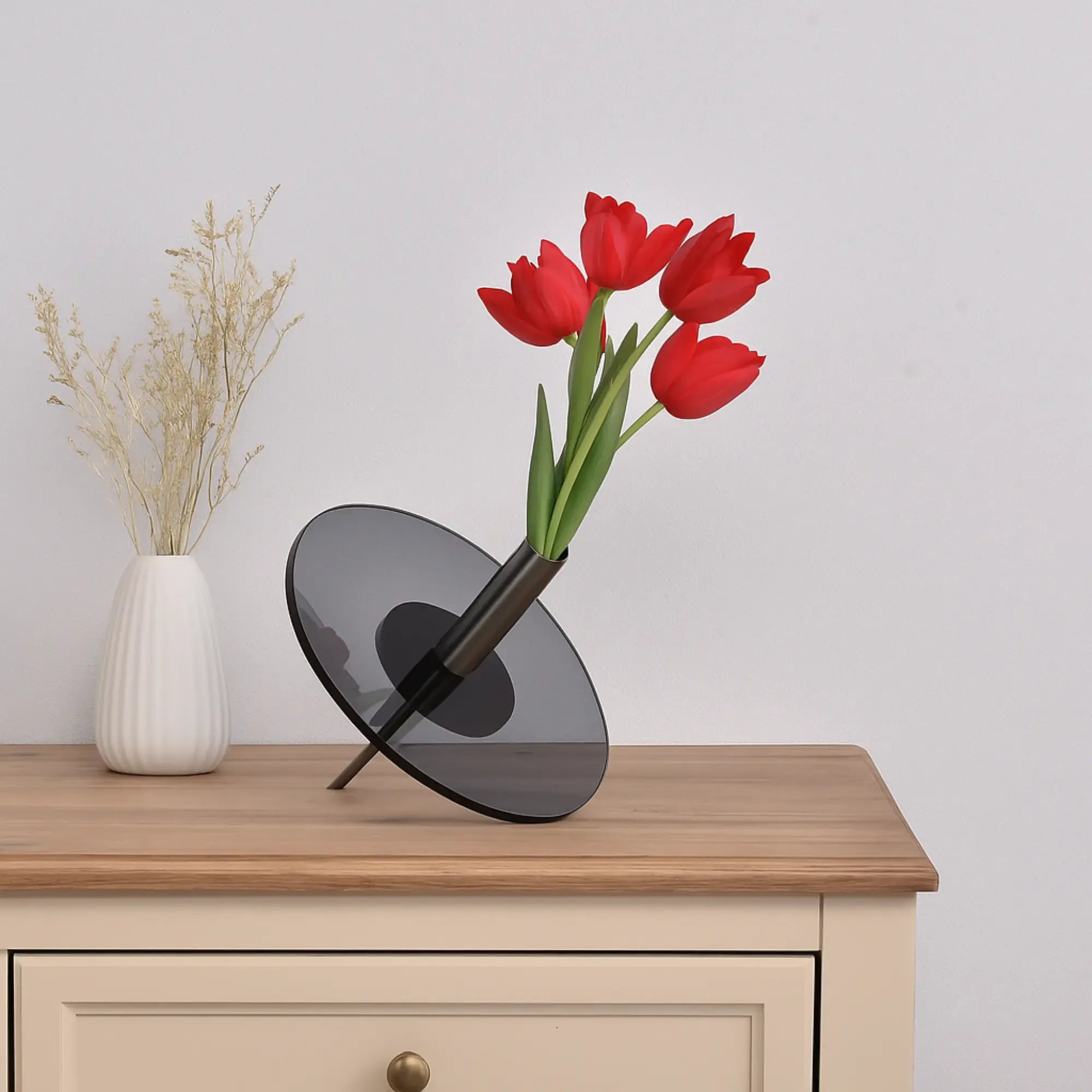 Dekovase - Moderne Design Vase mit Metallständer - Kreiselvaso Giro