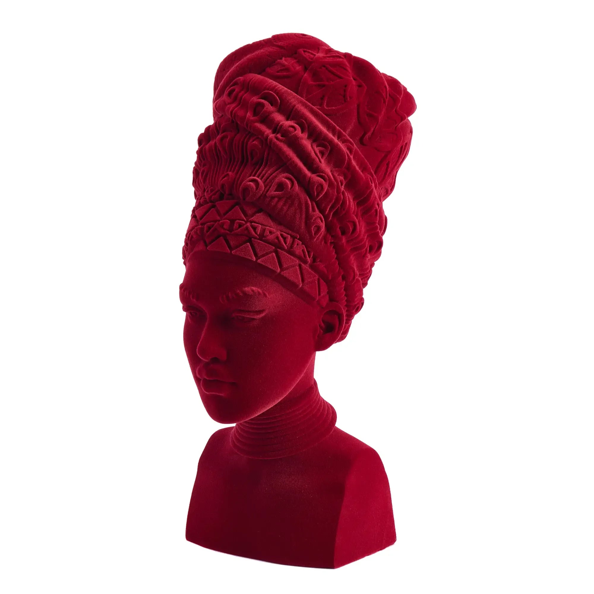 Dekofigur - Damenkopf Büste - Samt-Figur rote Deko-Figur Adeola