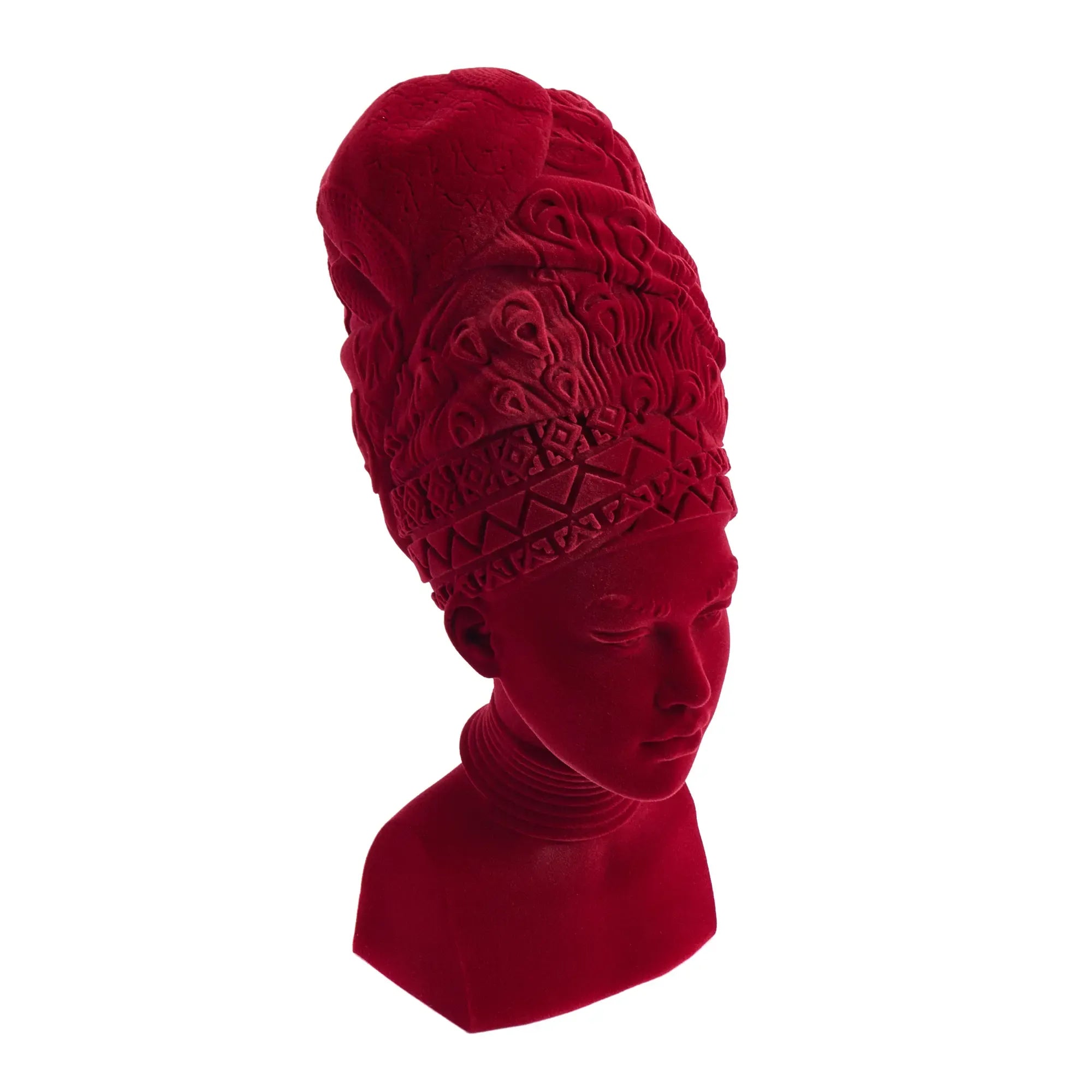 Dekofigur - Damenkopf Büste - Samt-Figur rote Deko-Figur Adeola