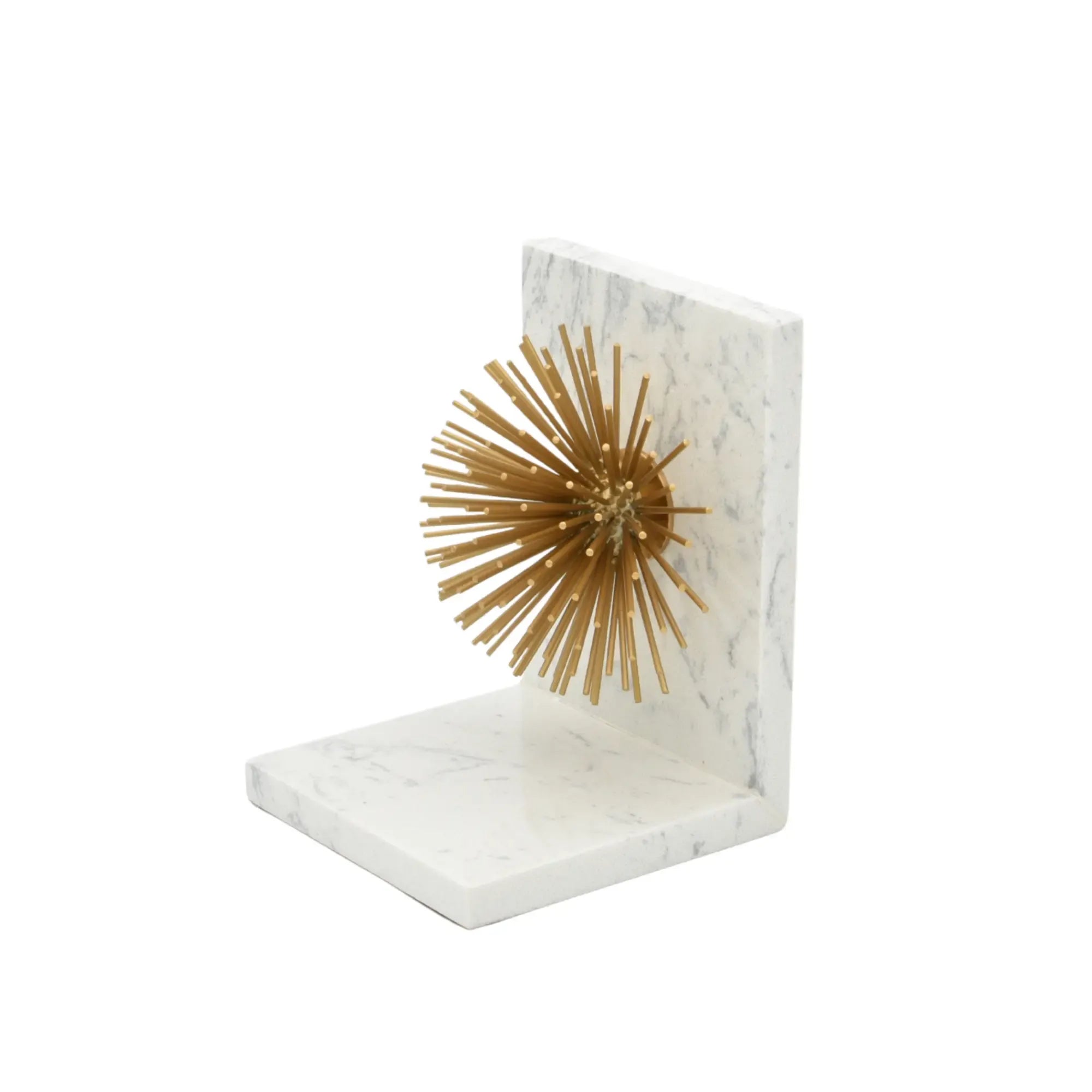 Buchstütze - mit goldenen Stacheln - Marmor Buchständer moderne Deko-Halterung mit Strahlen Sostegno