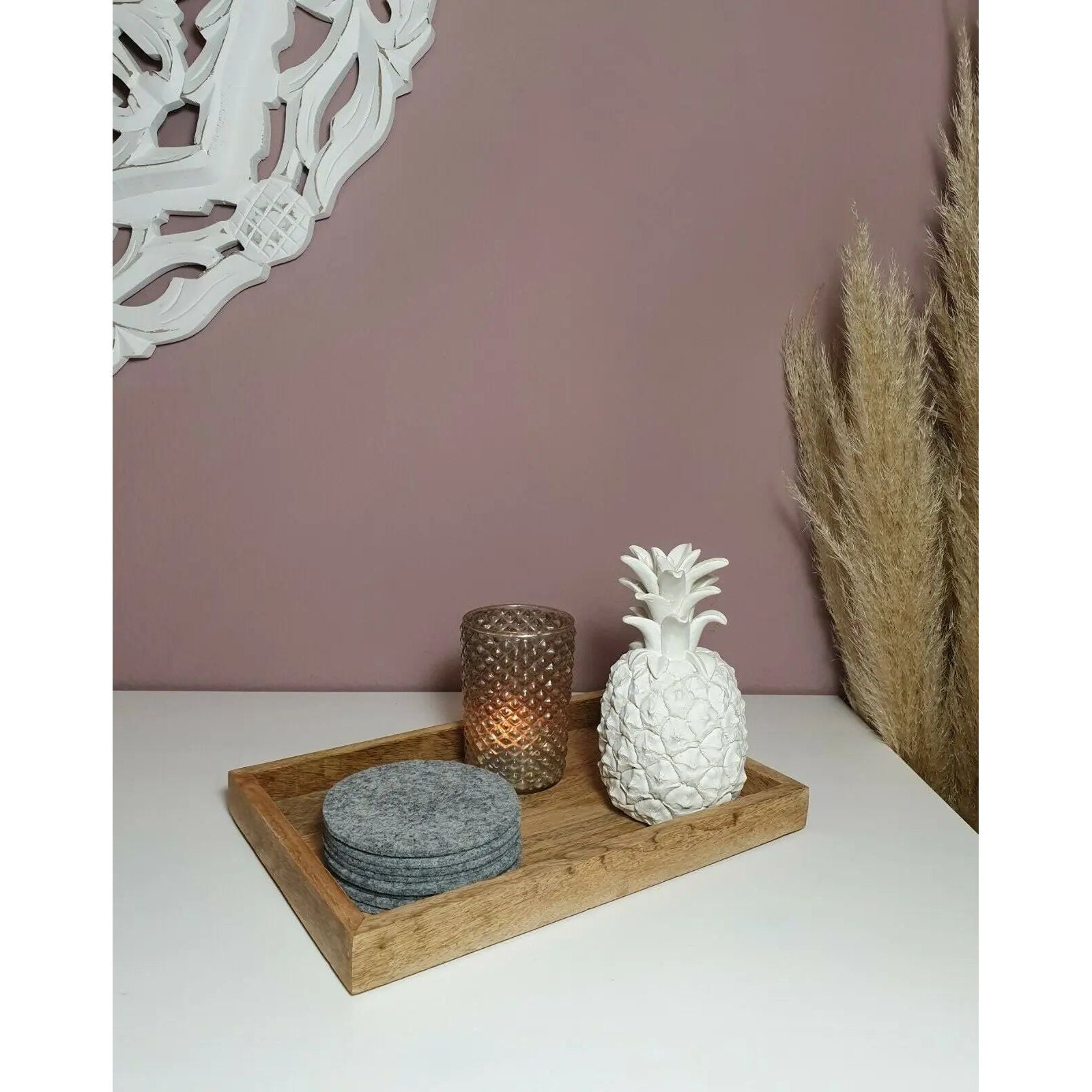 Mangoholz-Tablett 33×22 cm – Dekotablett aus Mango-Holz für natürliche Tischdeko