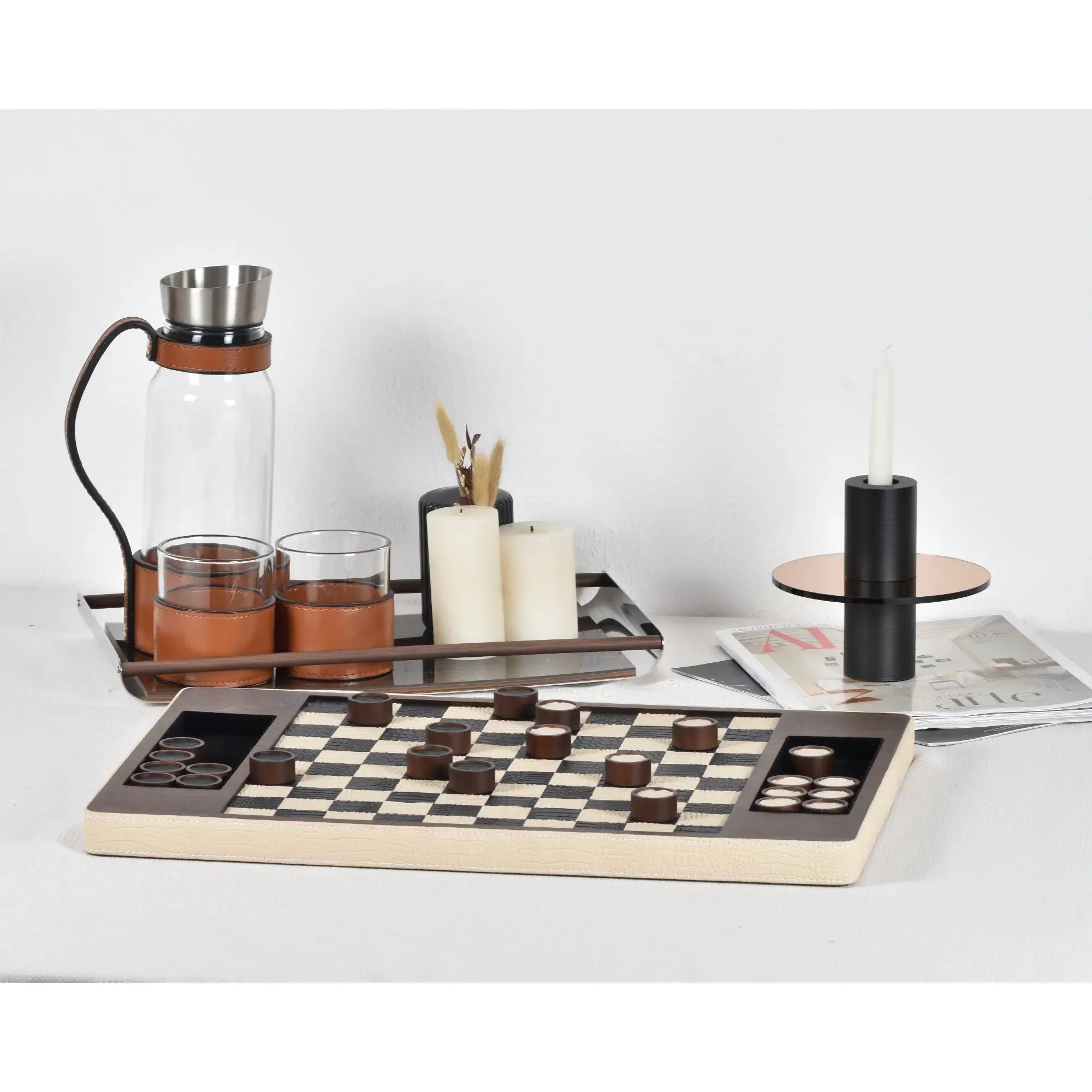 Damespiel - Checkers Brettspiel - Exklusives Strategiespiel Elegance Checkers Damespiel
