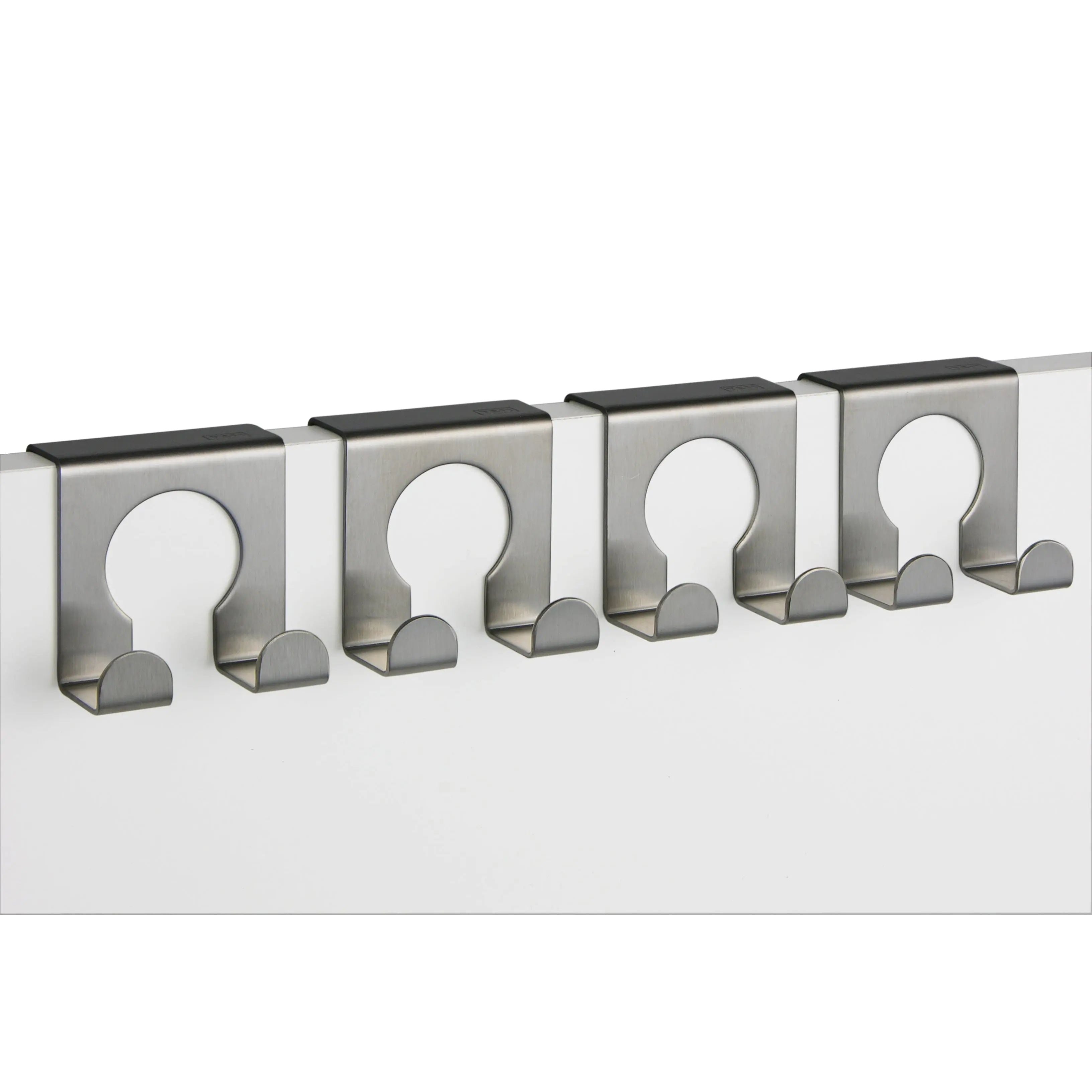 4 Haken Türhaken zum Einhängen silber Edelstahl Metall ohne Bohren 4 Stück Set