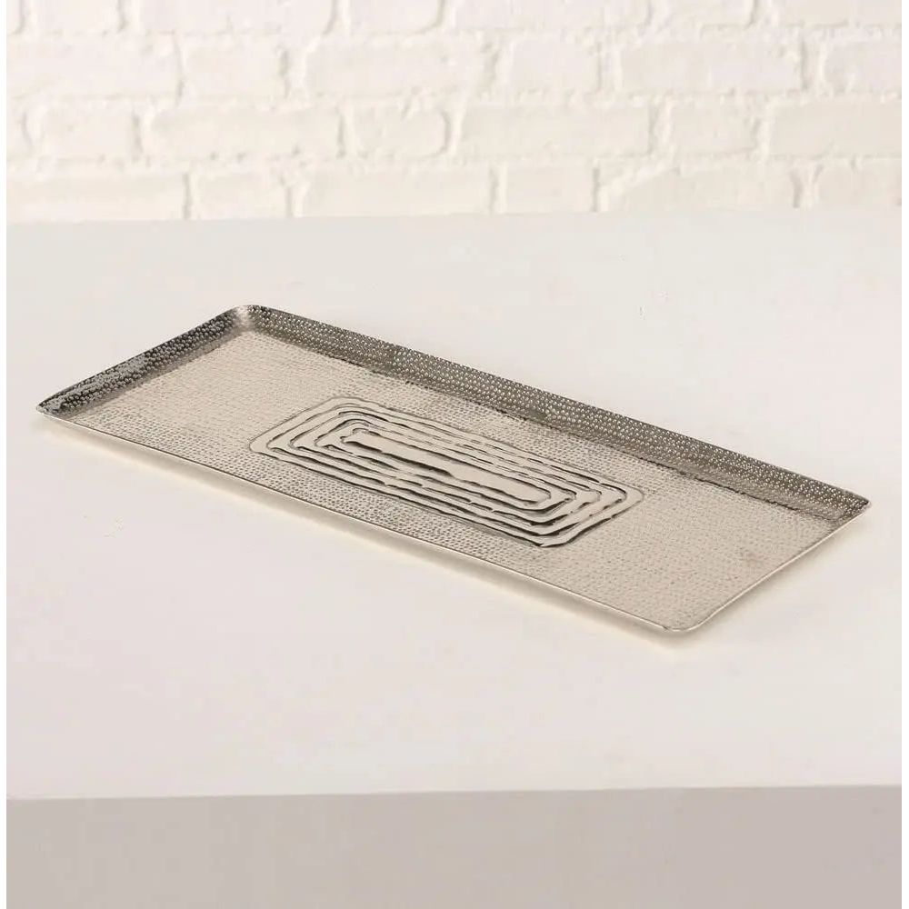 Dekotablett 55 cm Silber – Große Metall-Dekoschale & Kerzentablett für moderne Wohn-Deko